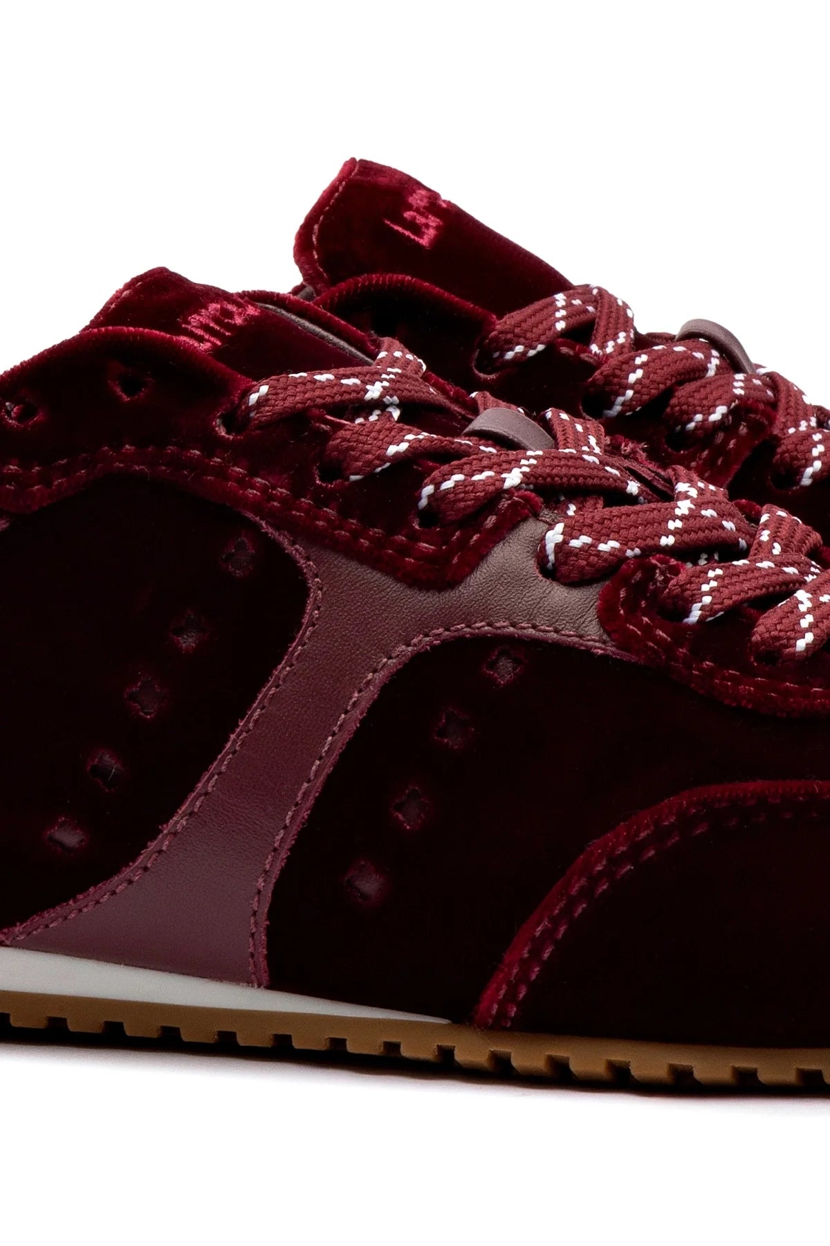 Stella Sneaker In Wine Velvet by Larroudé