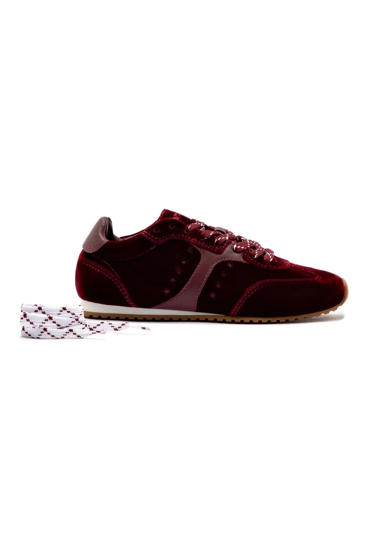 Stella Sneaker In Wine Velvet by Larroudé