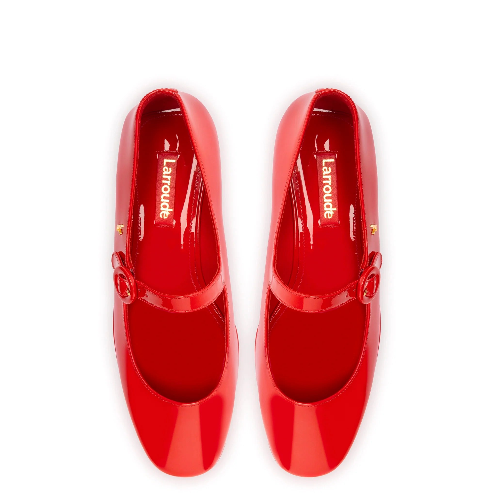 Blair Flatform In Scarlet Patent Leather by Larroudé