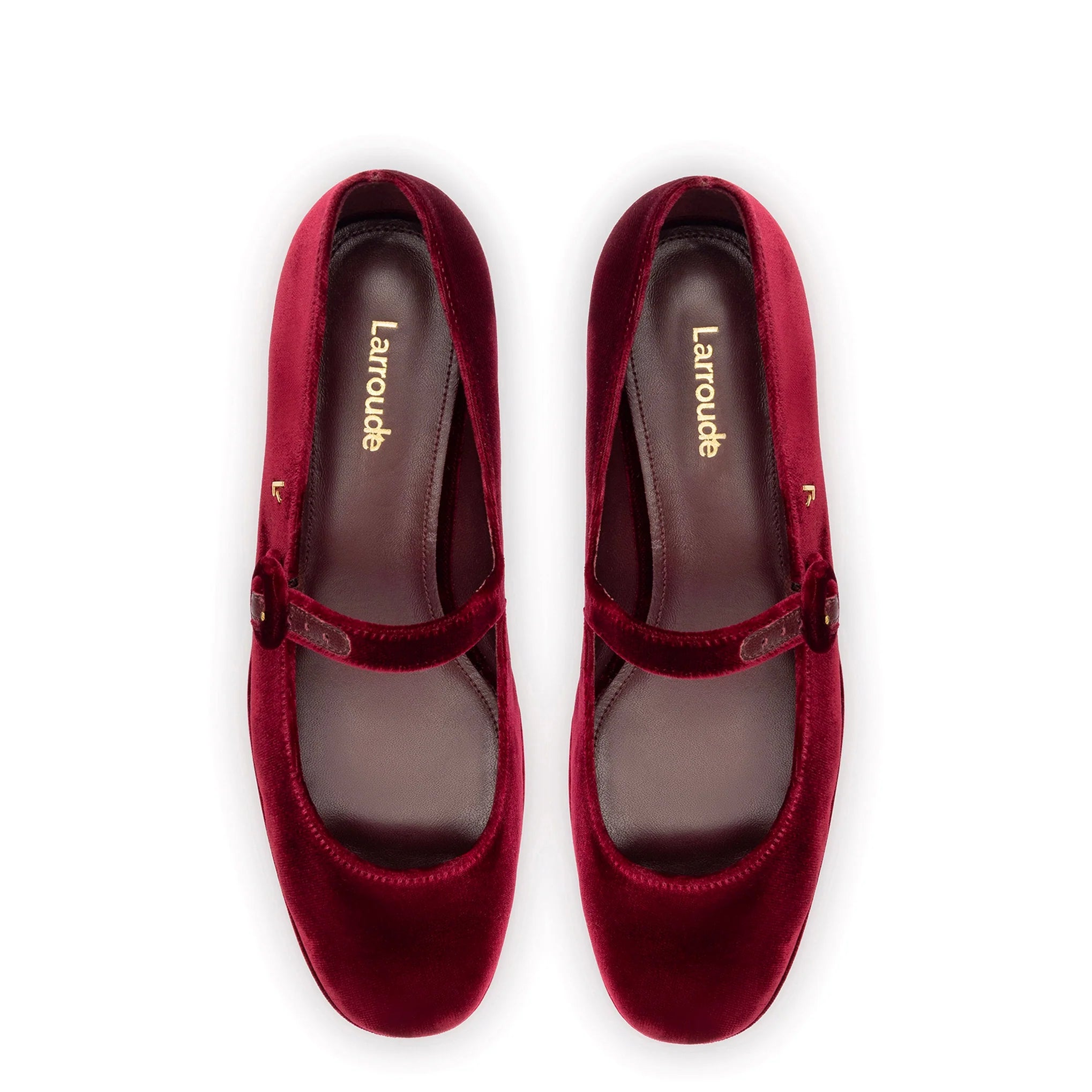 Blair Flatform In Wine Velvet by Larroudé