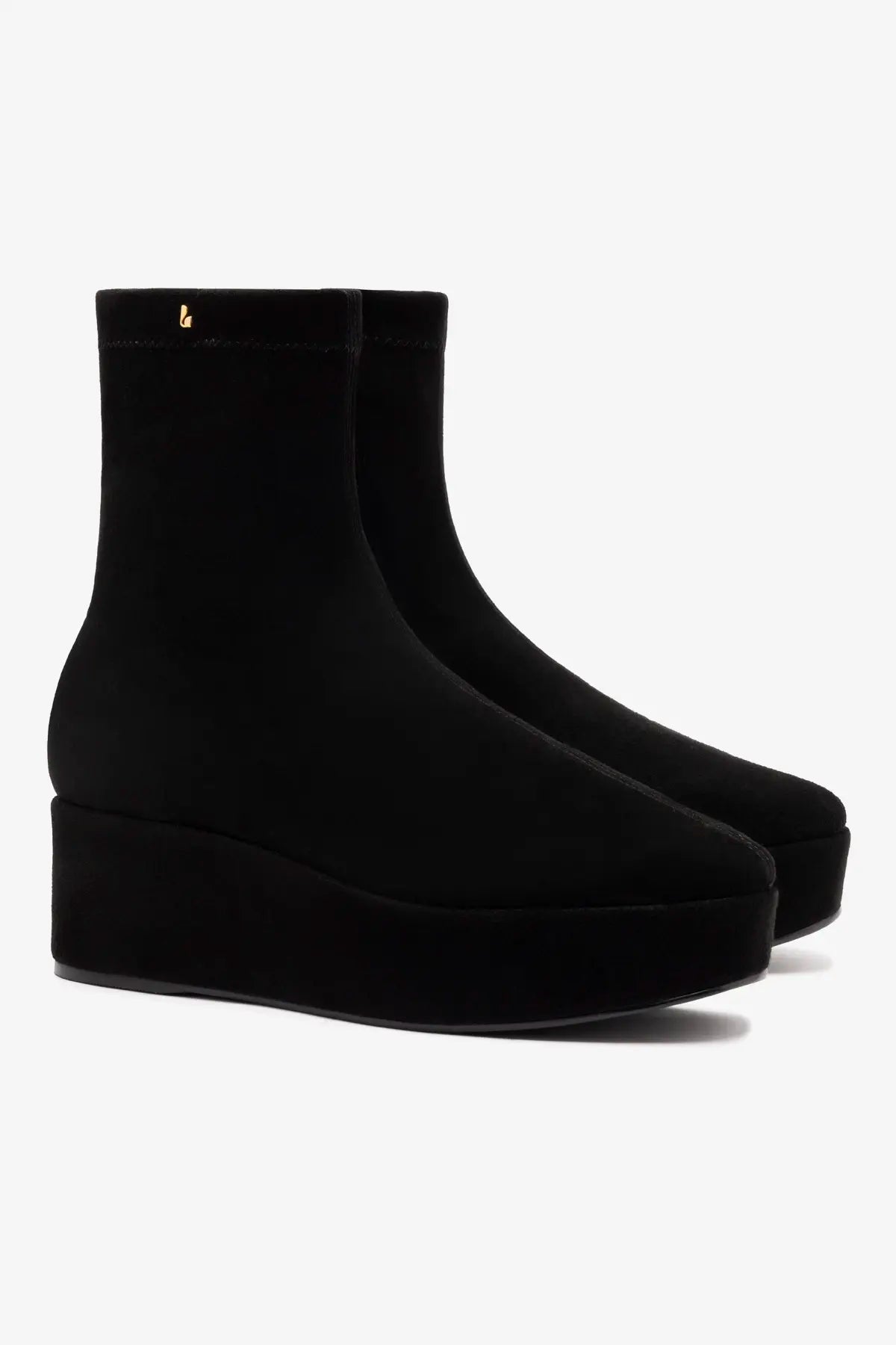 Dani Flatform Boot In Black Suede by Larroudé