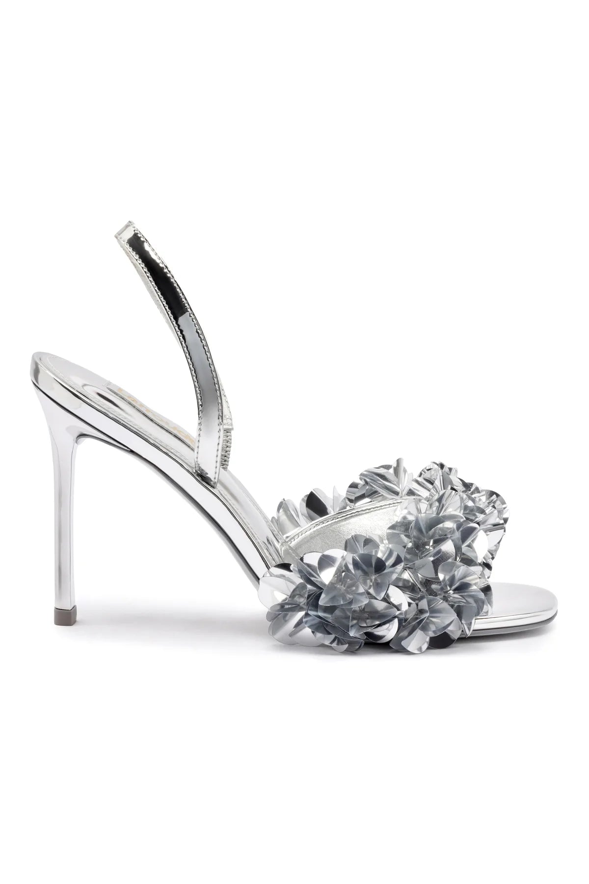 Morgan Sandal In Silver Specchio by Larroudé