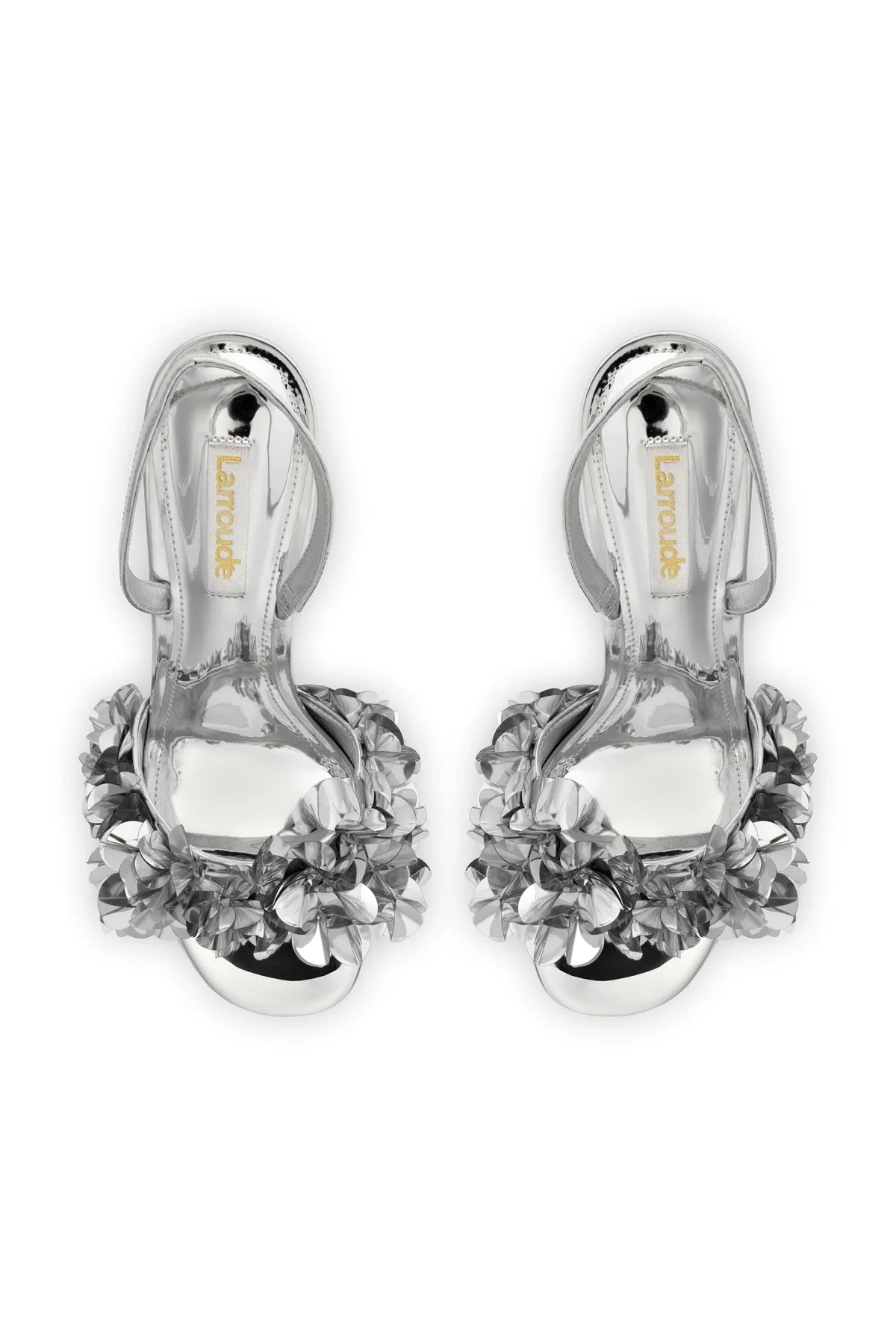 Morgan Sandal In Silver Specchio by Larroudé