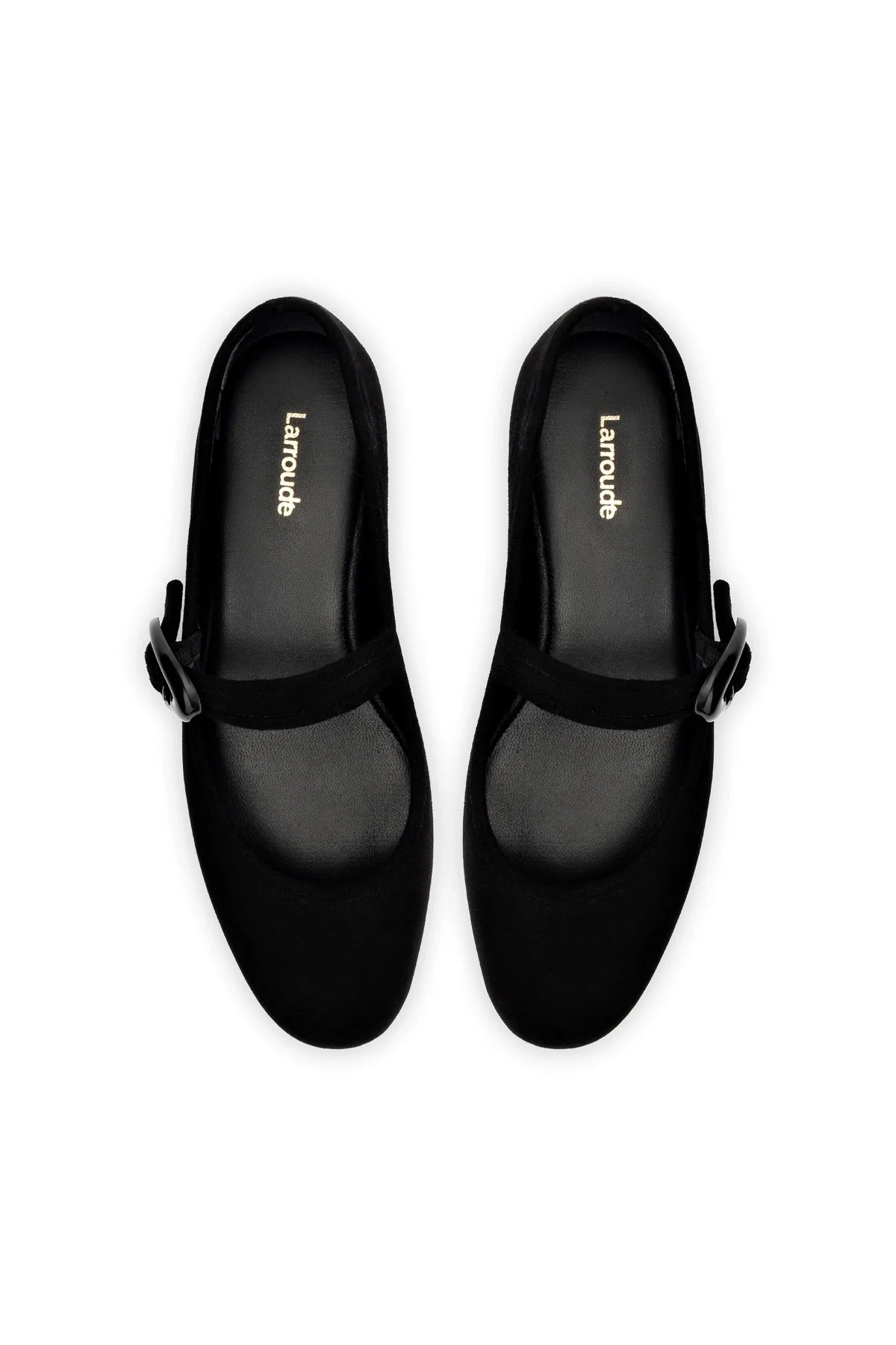 Verona Ballet Flat In Black Suede by Larroude