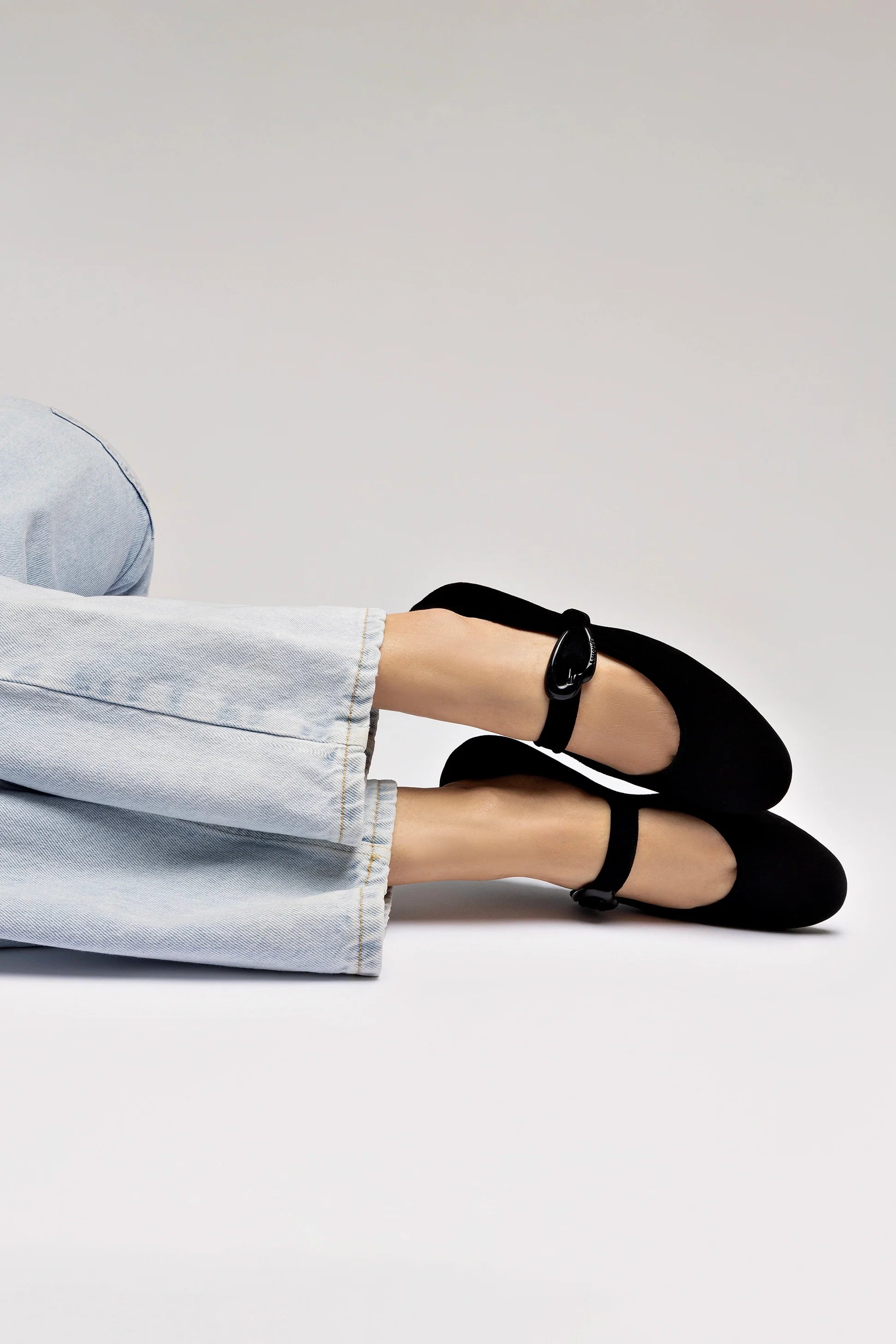 Verona Ballet Flat In Black Suede by Larroude