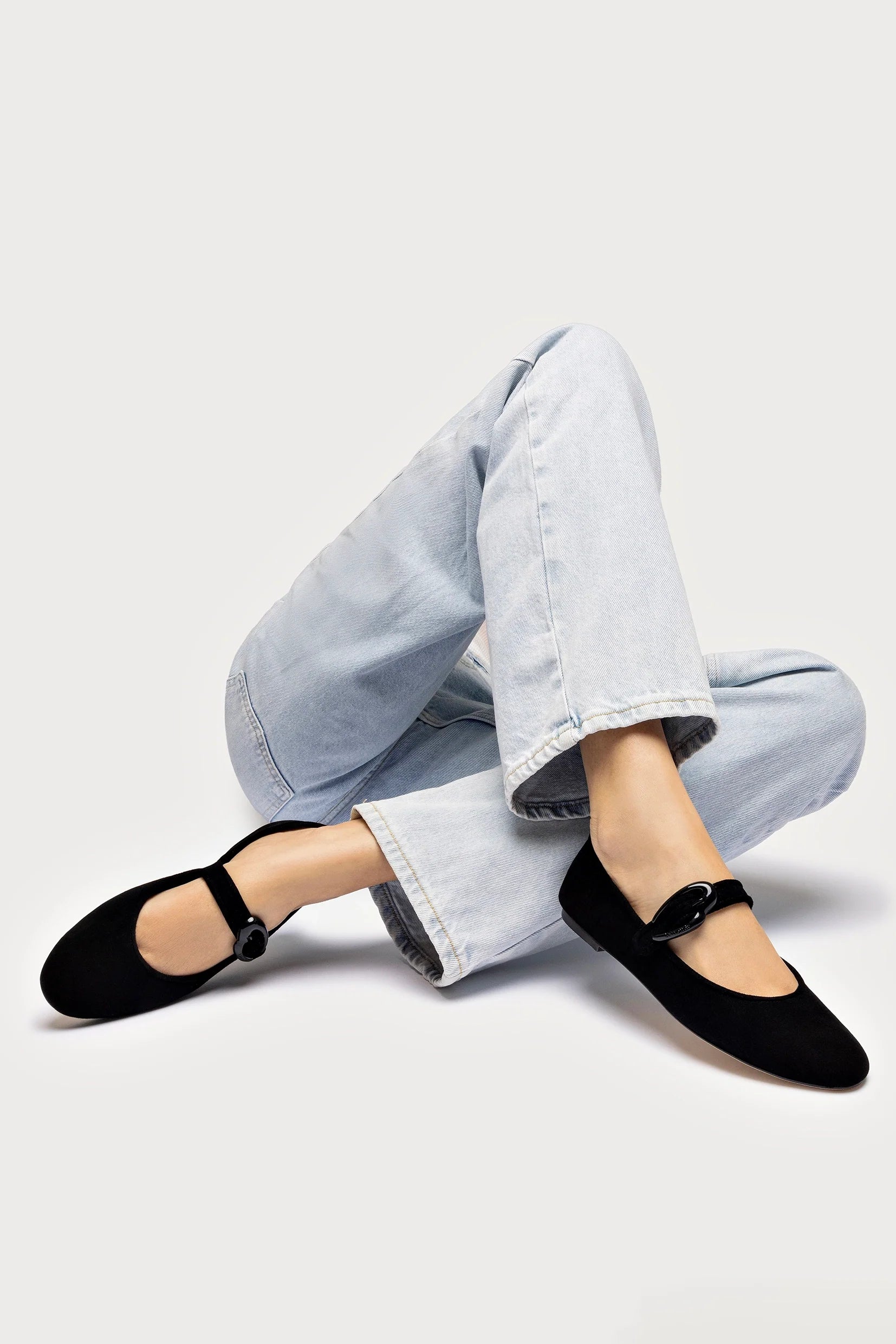 Verona Ballet Flat In Black Suede by Larroude