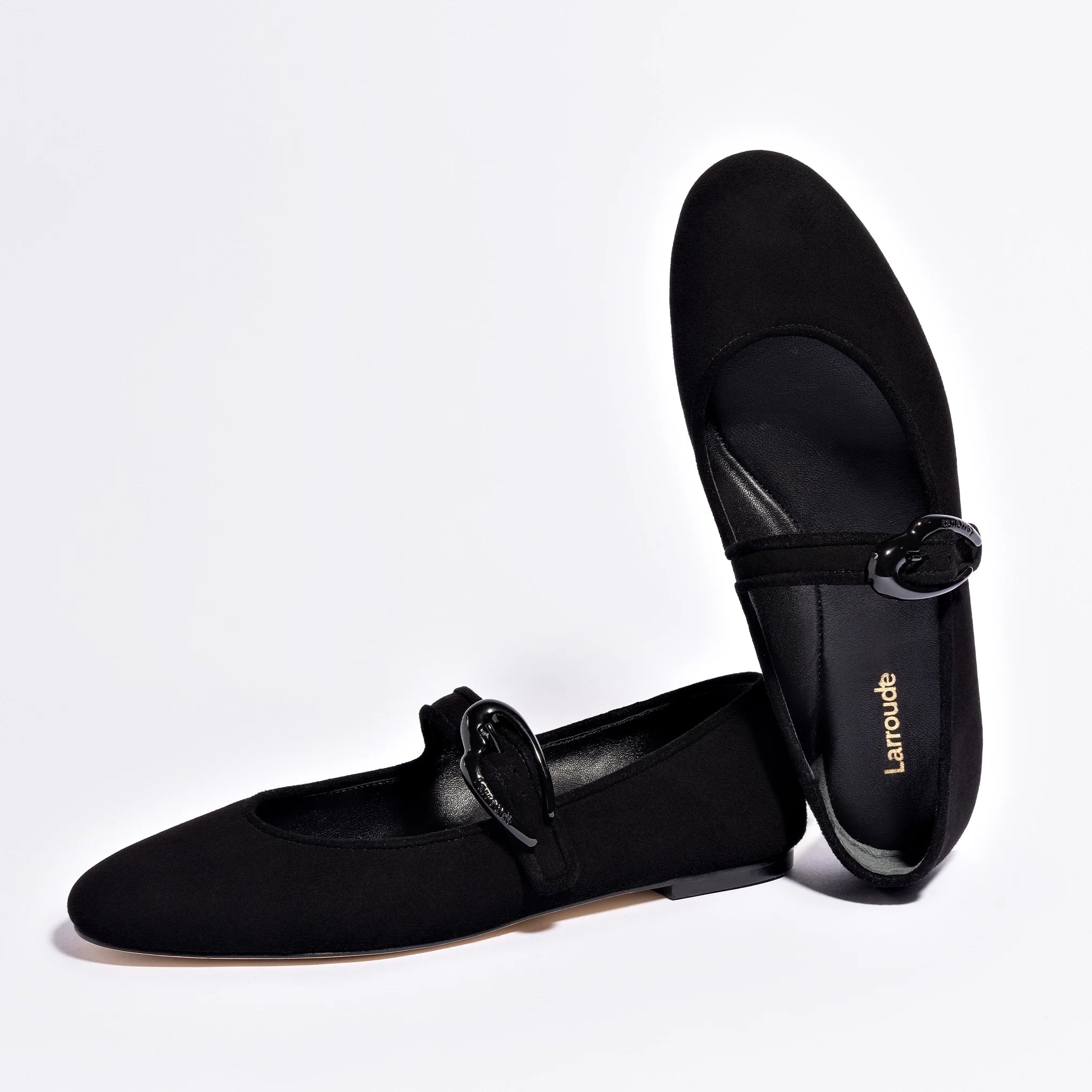 Verona Ballet Flat In Black Suede by Larroudé