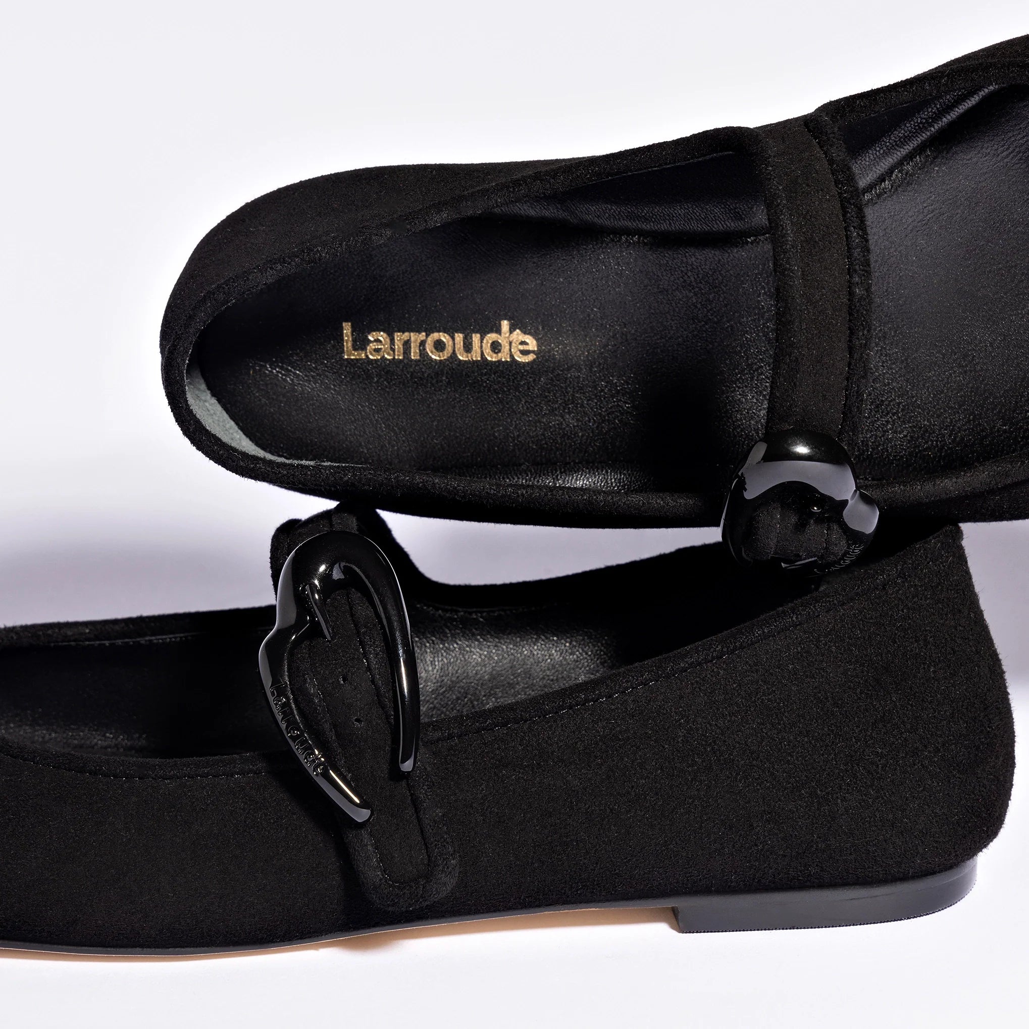 Verona Ballet Flat In Black Suede by Larroudé