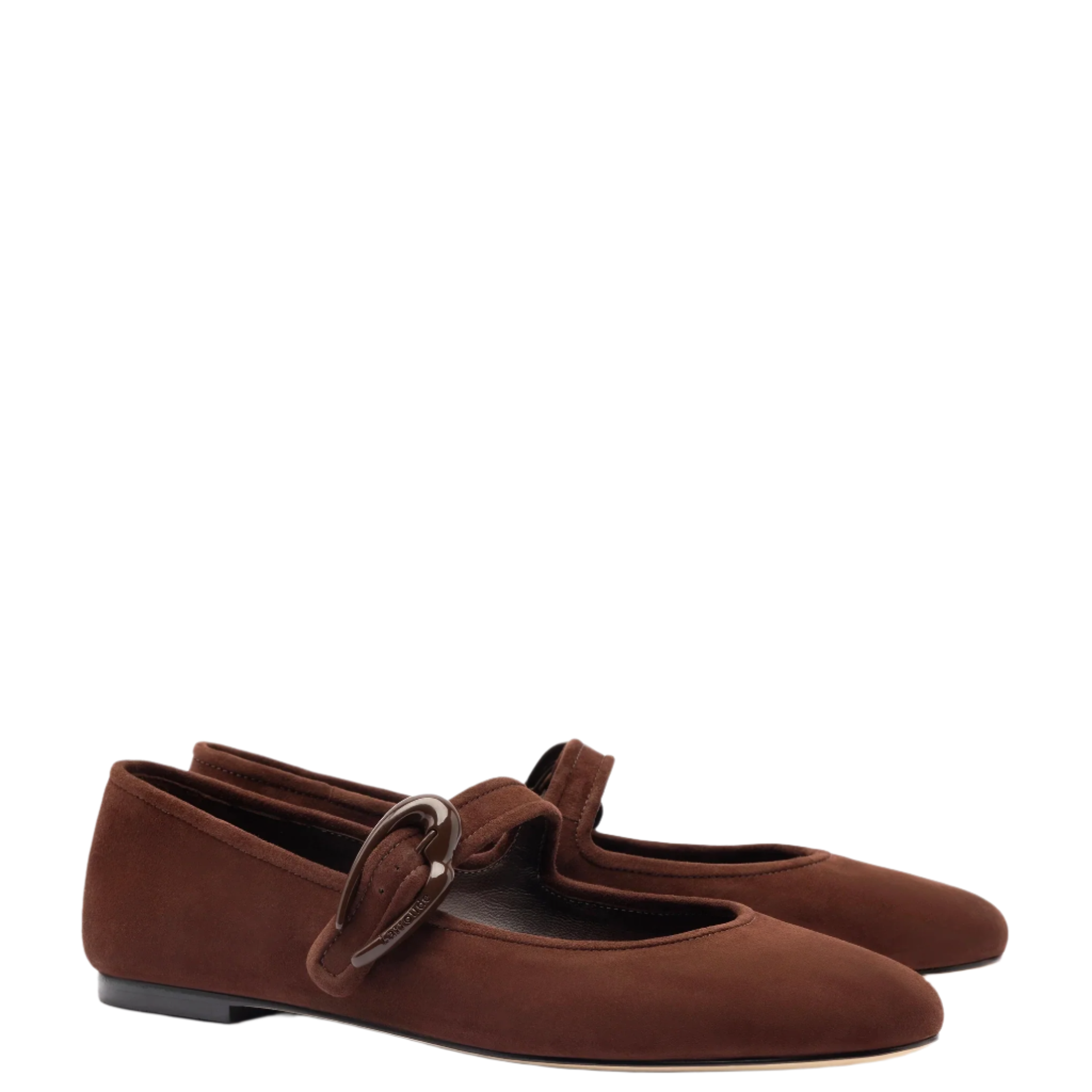 Verona Ballet Flat In Brown Suede by Larroudé