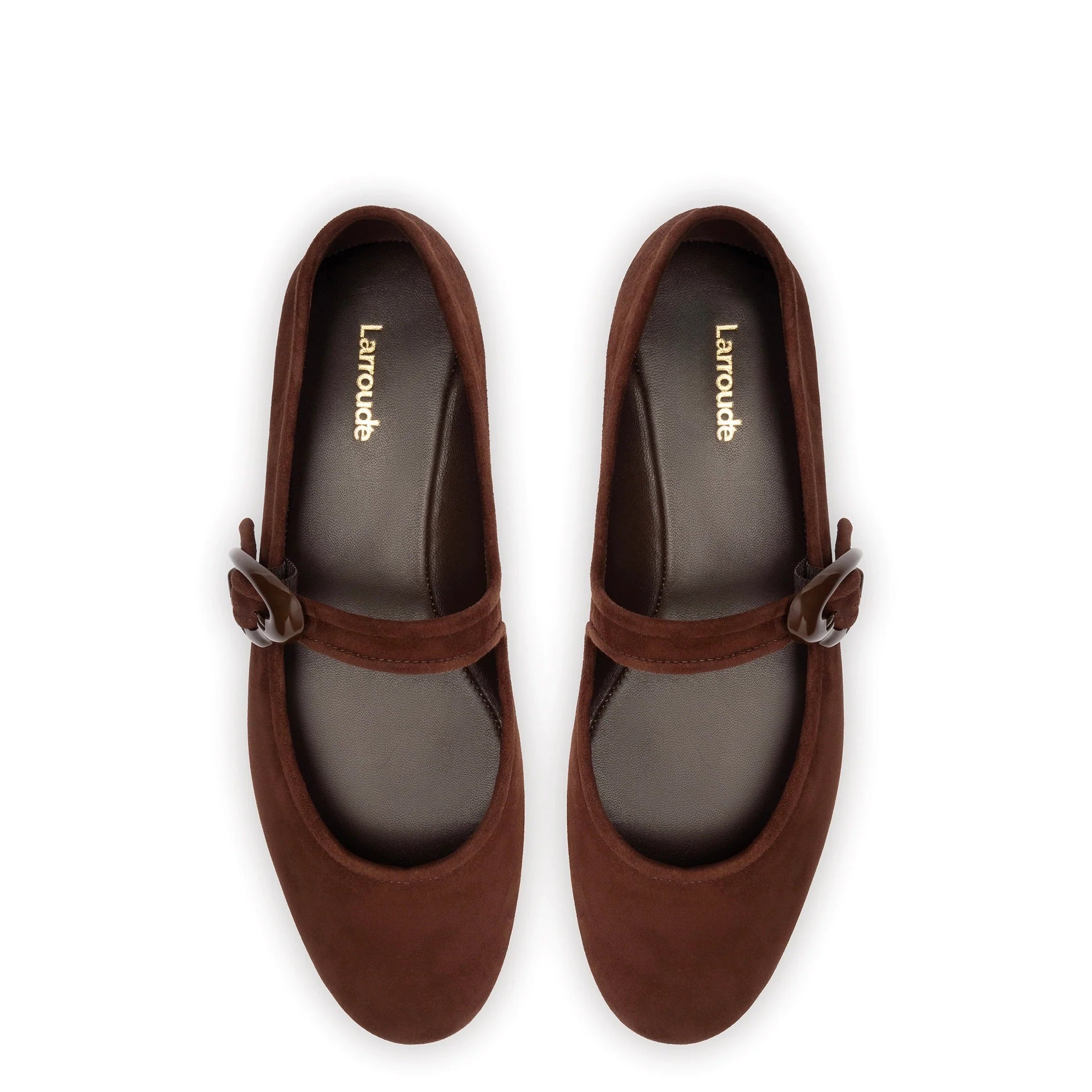 Verona Ballet Flat In Brown Suede by Larroudé