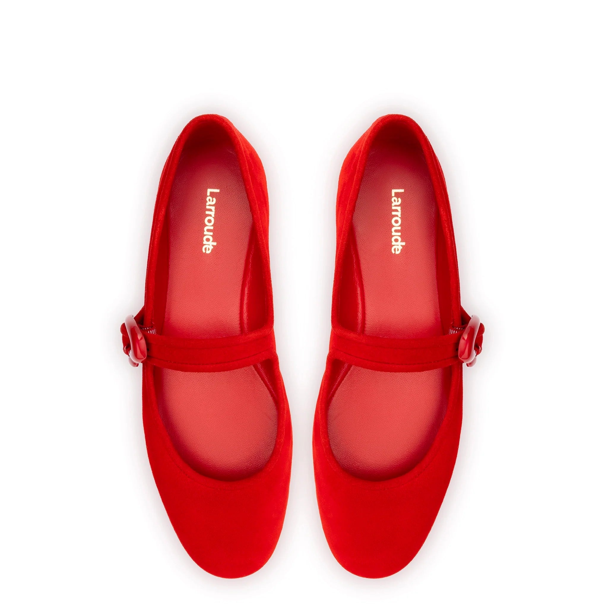 Verona Ballet Flat In Scarlet Suede by Larroudé