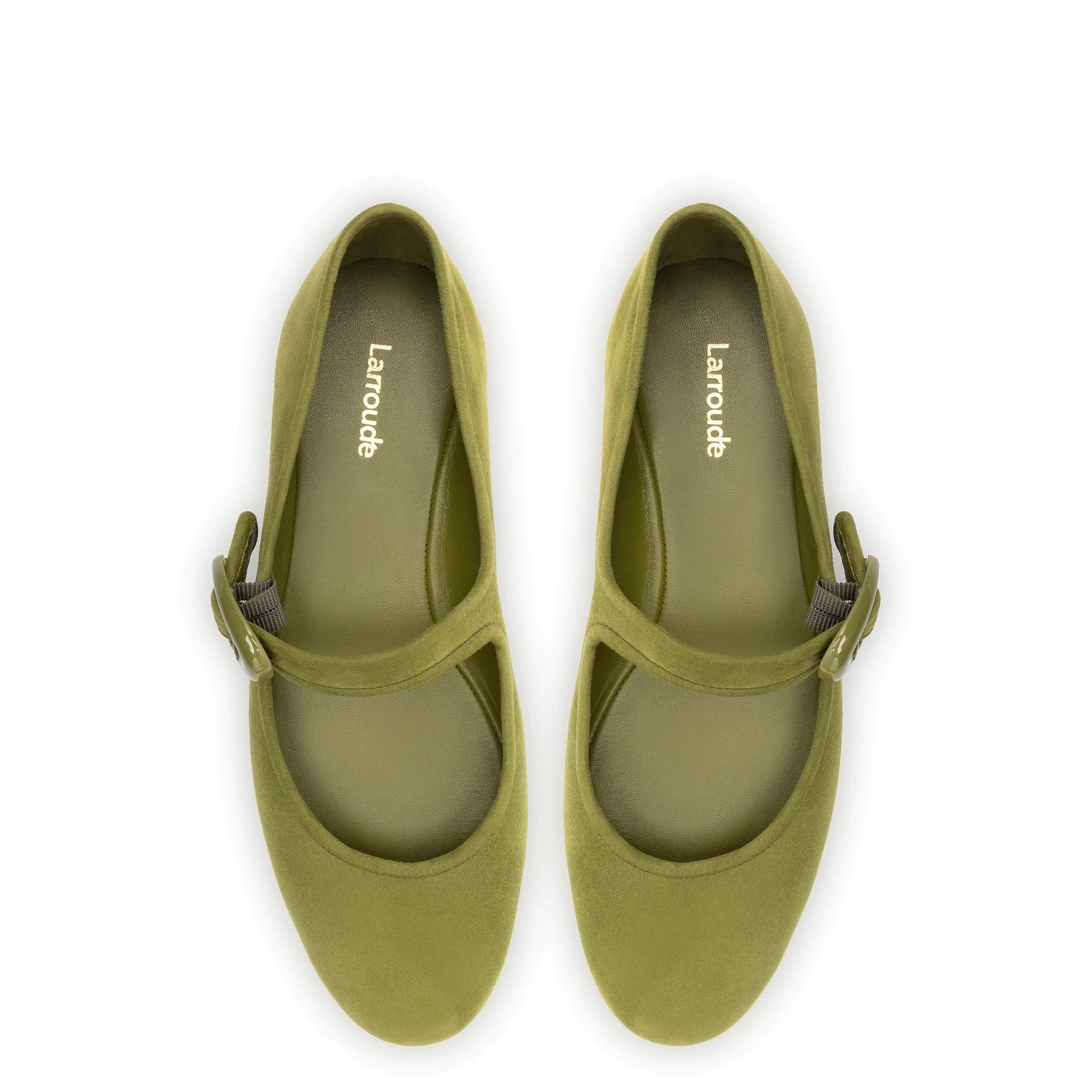 Verona Ballet Flat In Seaweed Suede by Larroudé