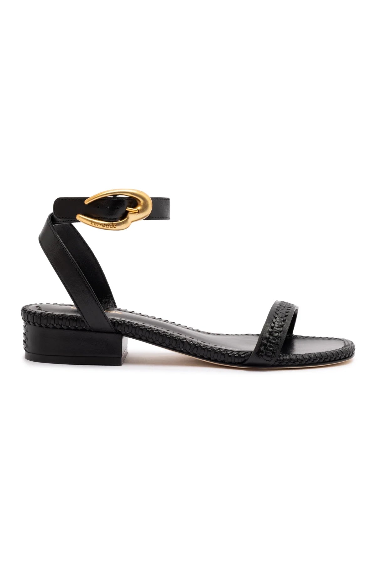 Verona Flat Sandal In Black Leather by Larroudé