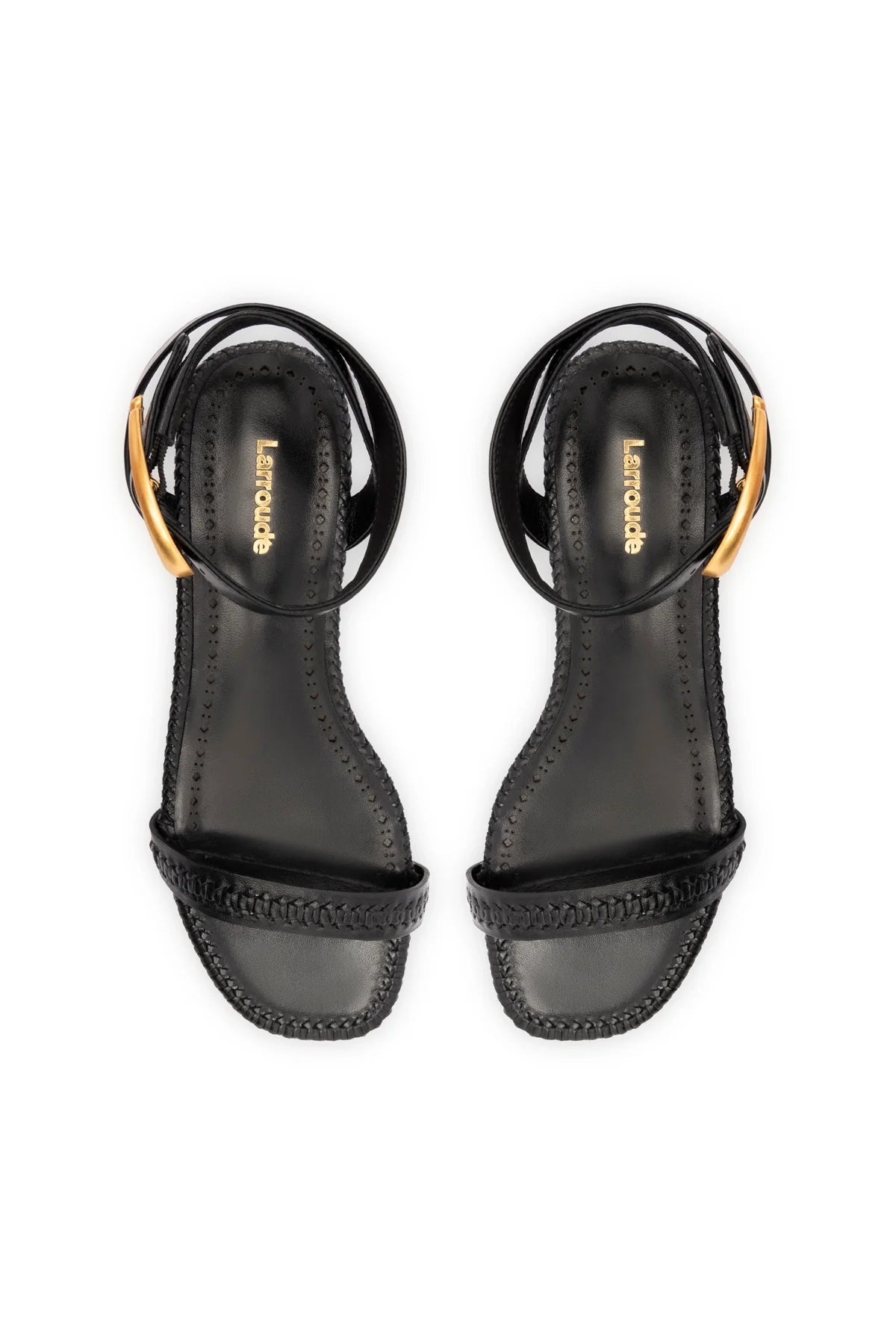 Verona Flat Sandal In Black Leather by Larroudé