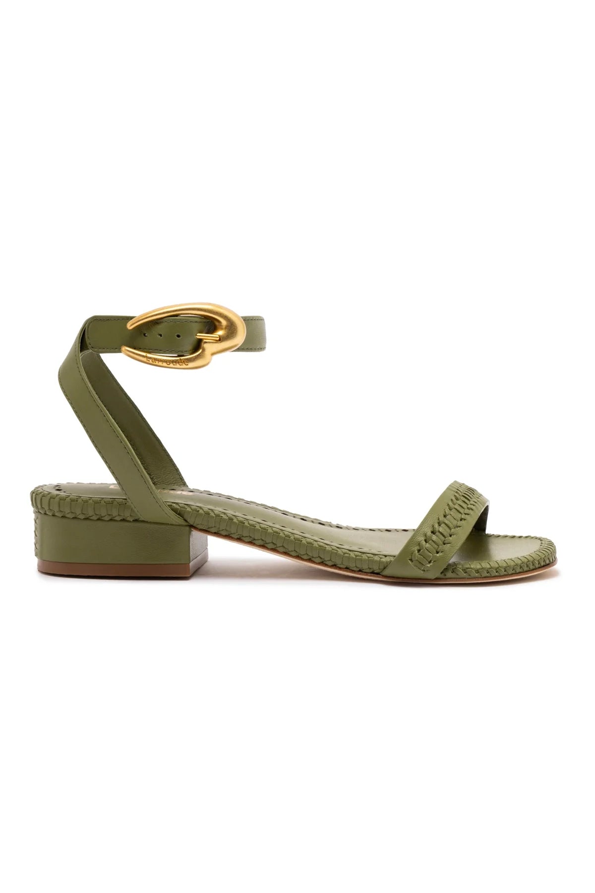Verona Flat Sandal In Seaweed Leather by Larroudé