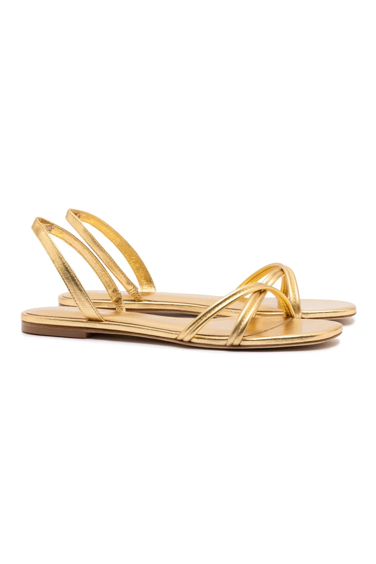 Annie Flat In Gold Metallic Leather by Larroudé