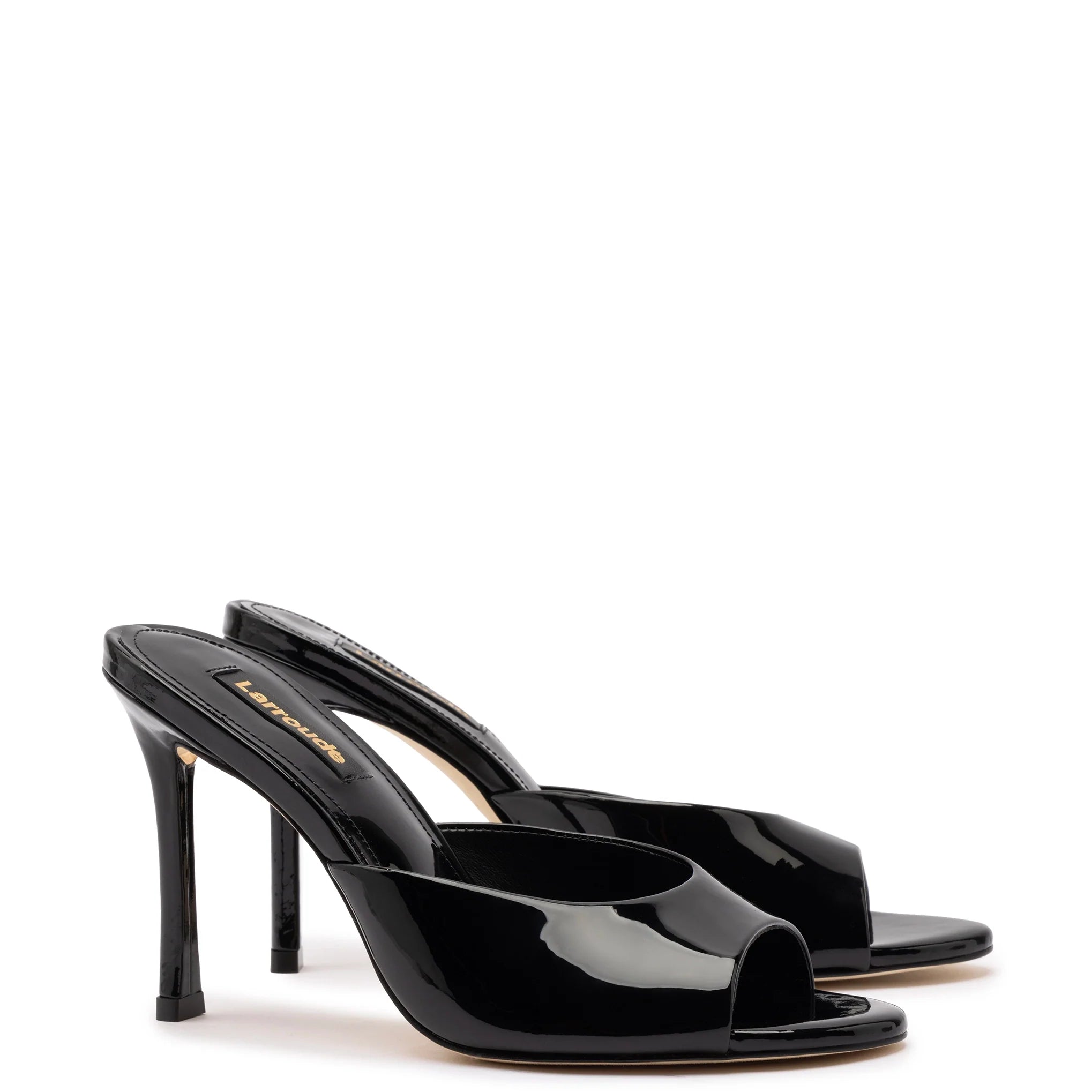 Jasmine Hi Mule In Black Leather by Larroudé