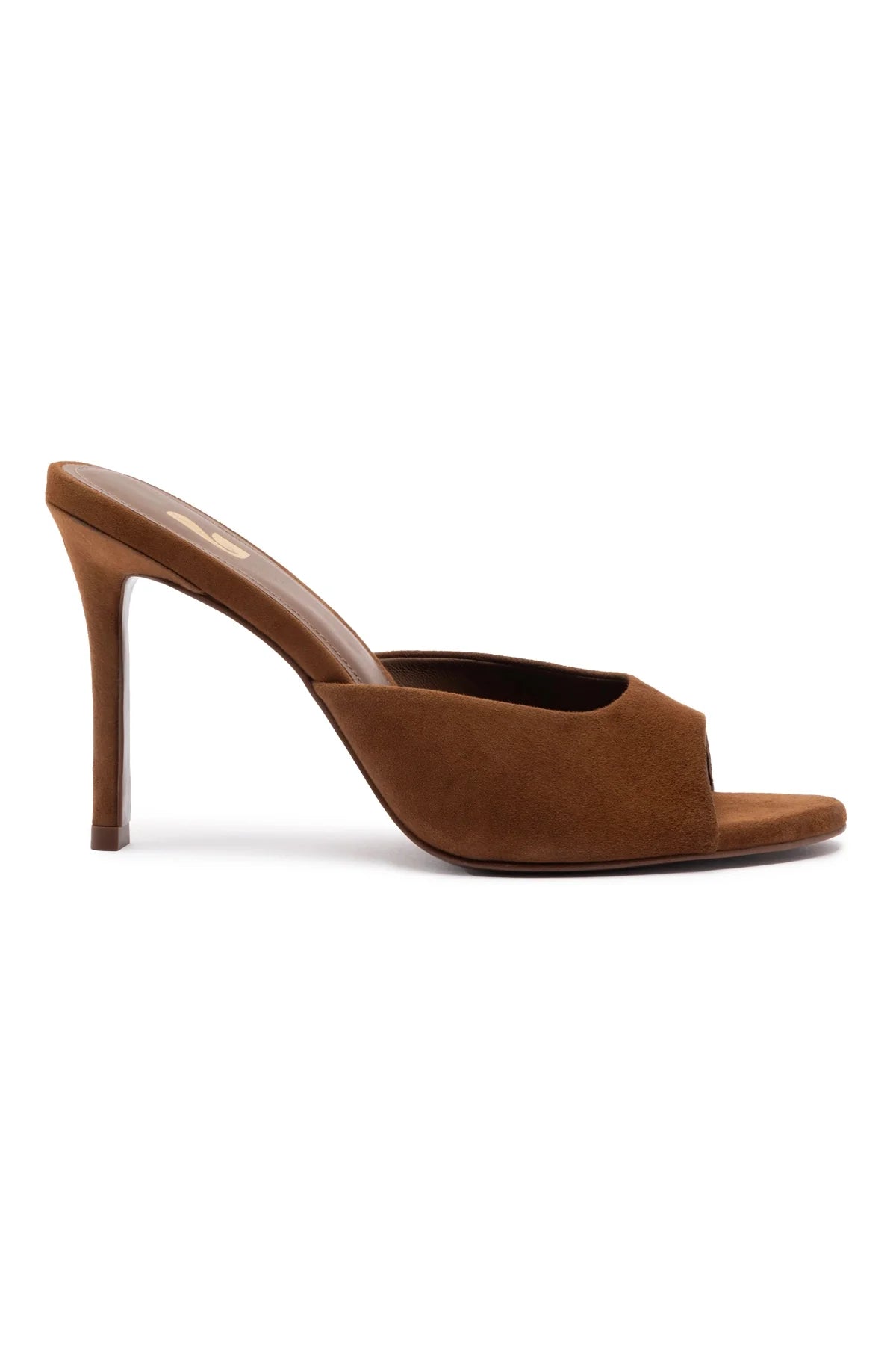 Jasmine Hi Mule In Burnt Umber Suede by Larroudé
