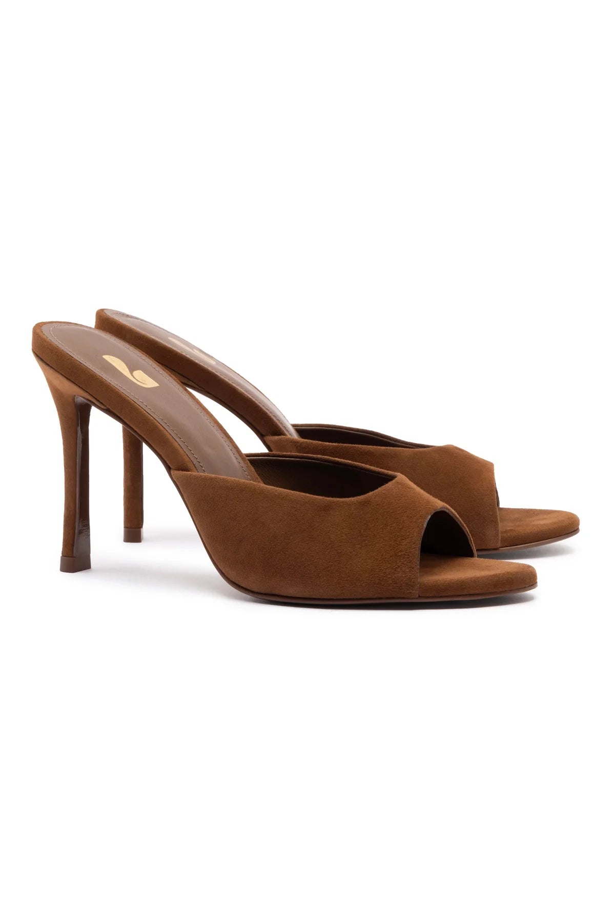 Jasmine Hi Mule In Burnt Umber Suede by Larroudé