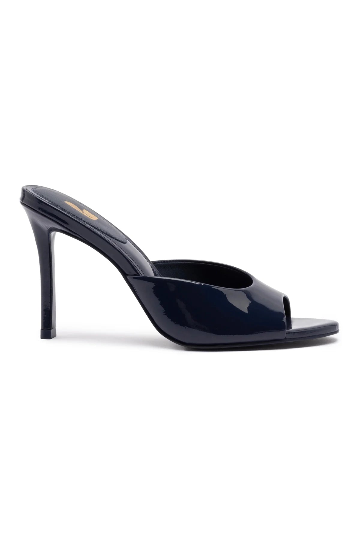 Jasmine Hi Mule In Navy Leather by Larroudé