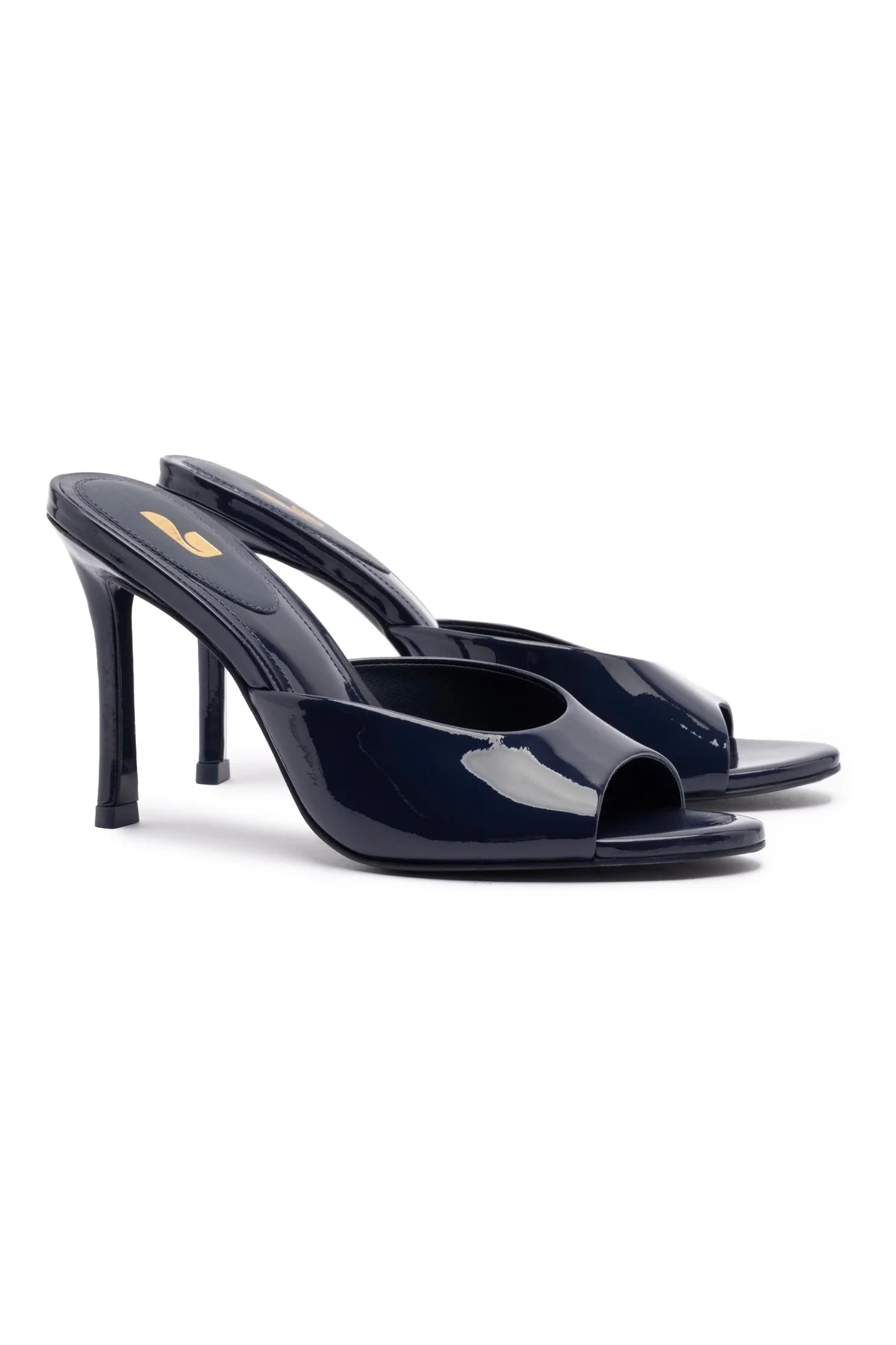 Jasmine Hi Mule In Navy Leather by Larroudé