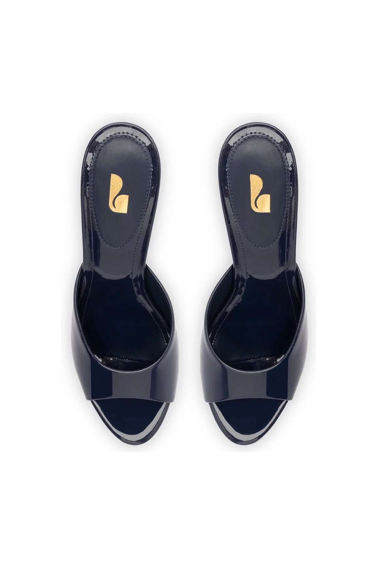 Jasmine Hi Mule In Navy Leather by Larroudé