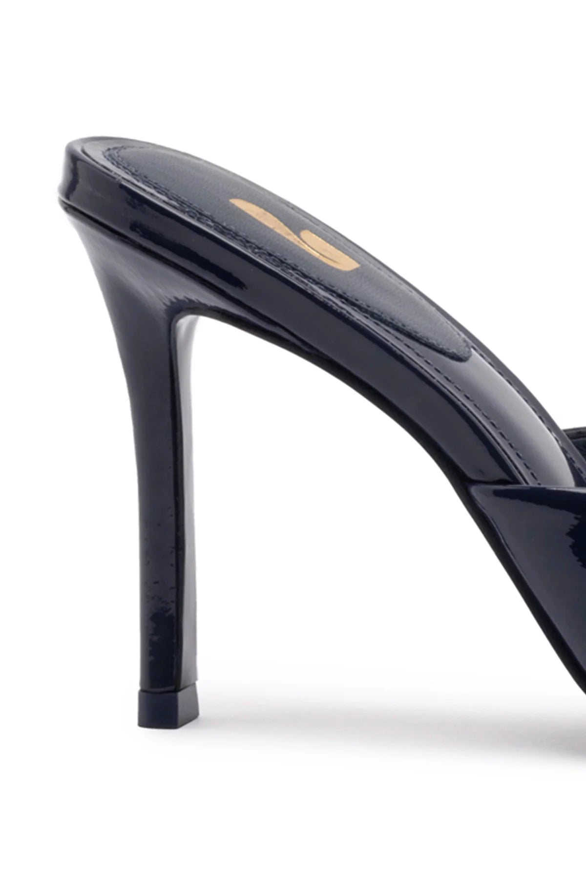 Jasmine Hi Mule In Navy Leather by Larroudé