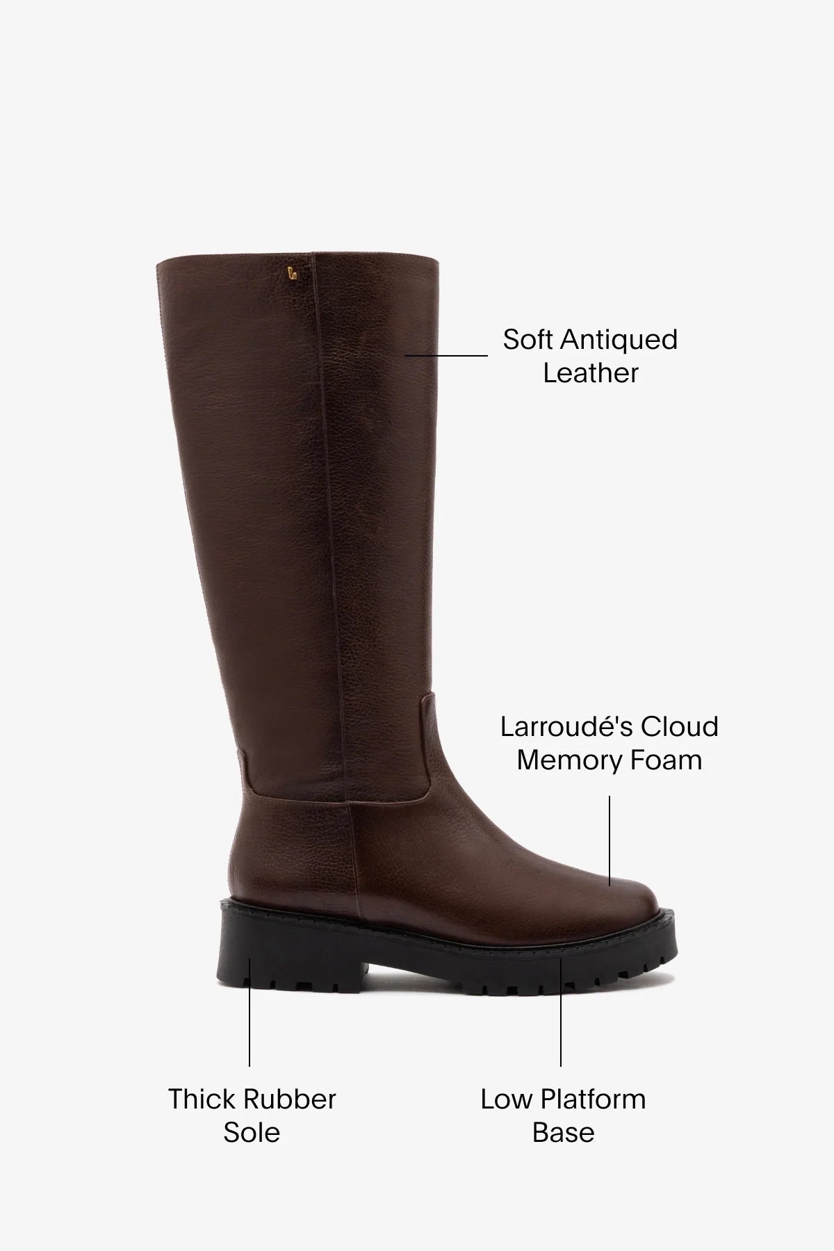 Anne Lugsole Boot In Brown Leather by Larroudé
