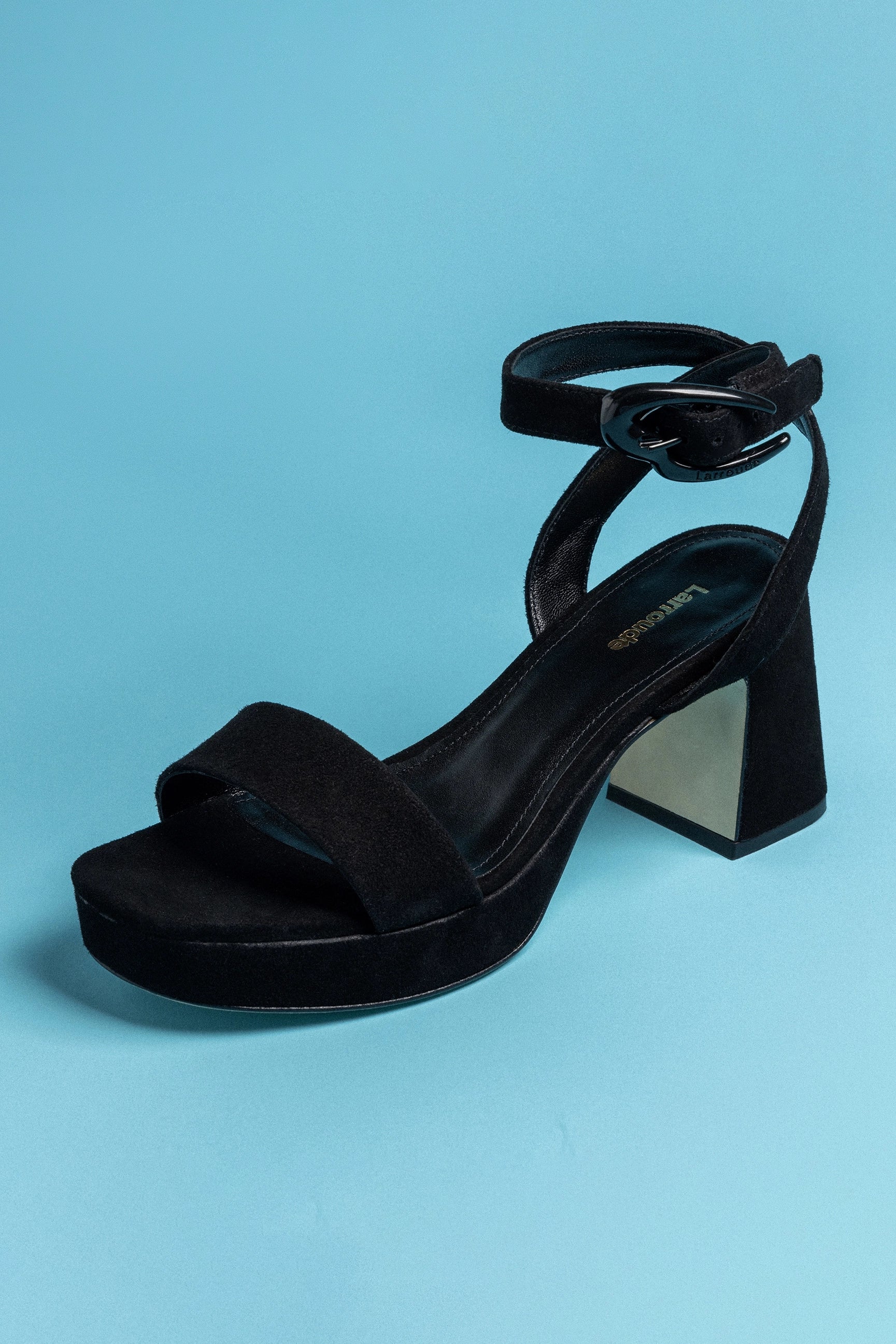 Dolly Verona Low Sandal In Black Suede by Larroudé