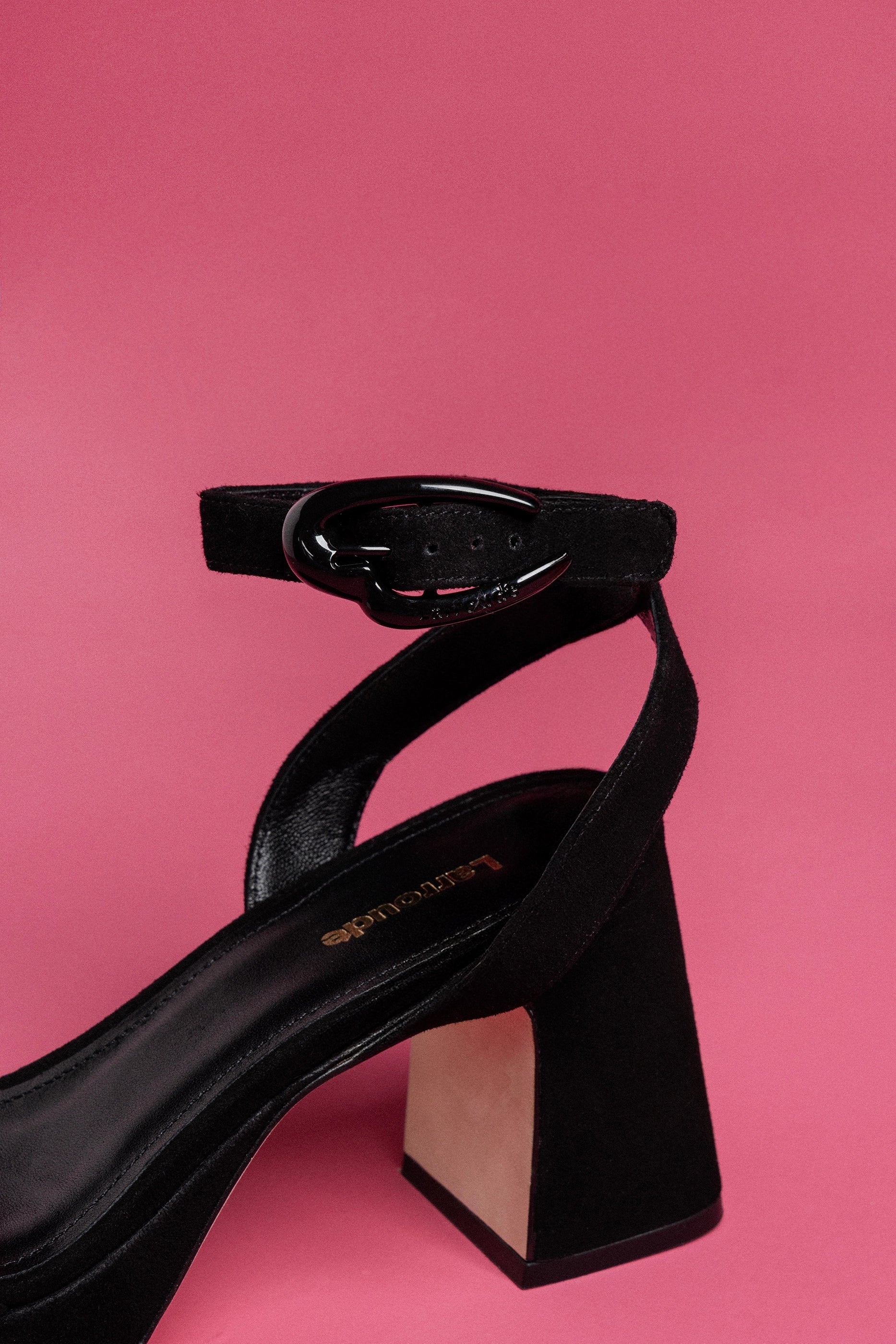 Dolly Verona Low Sandal In Black Suede by Larroudé
