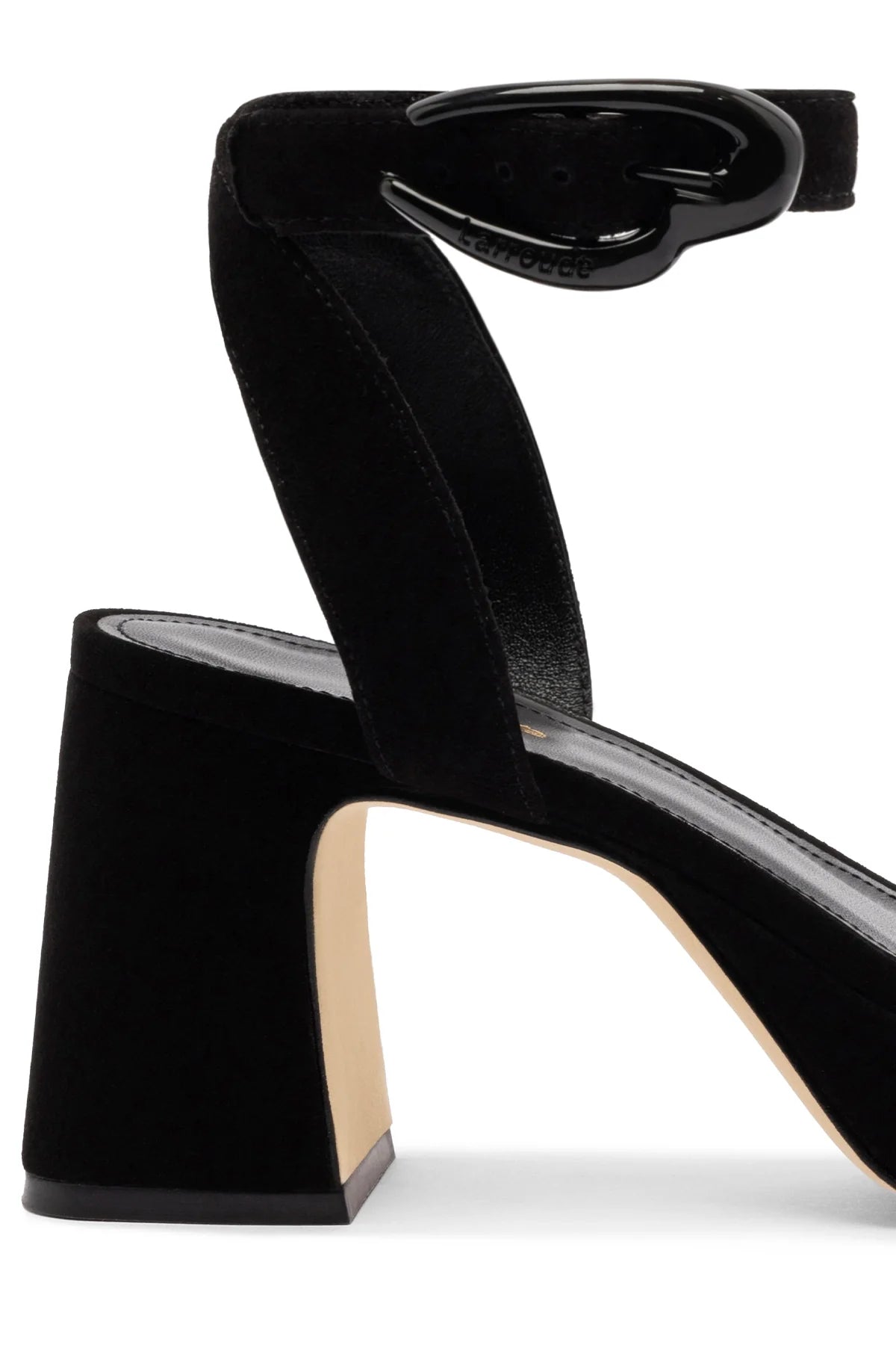 Dolly Verona Low Sandal In Black Suede by Larroudé
