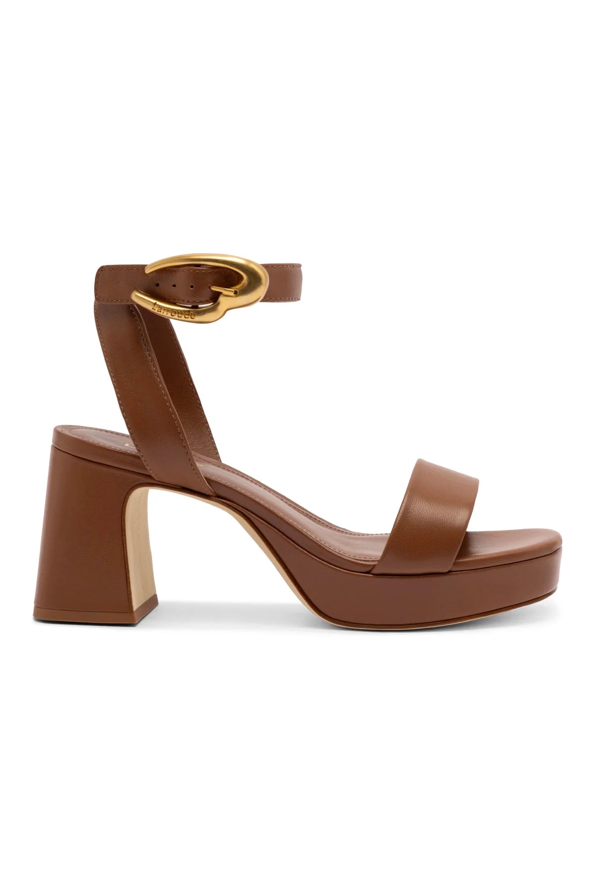 Dolly Verona Low Sandal In Caramel Leather by Larroudé