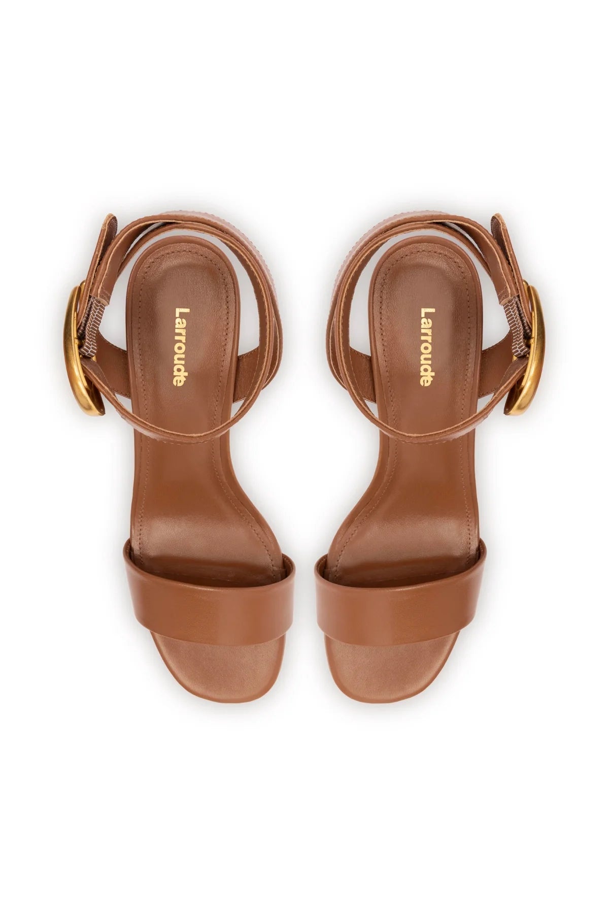 Dolly Verona Low Sandal In Caramel Leather by Larroudé