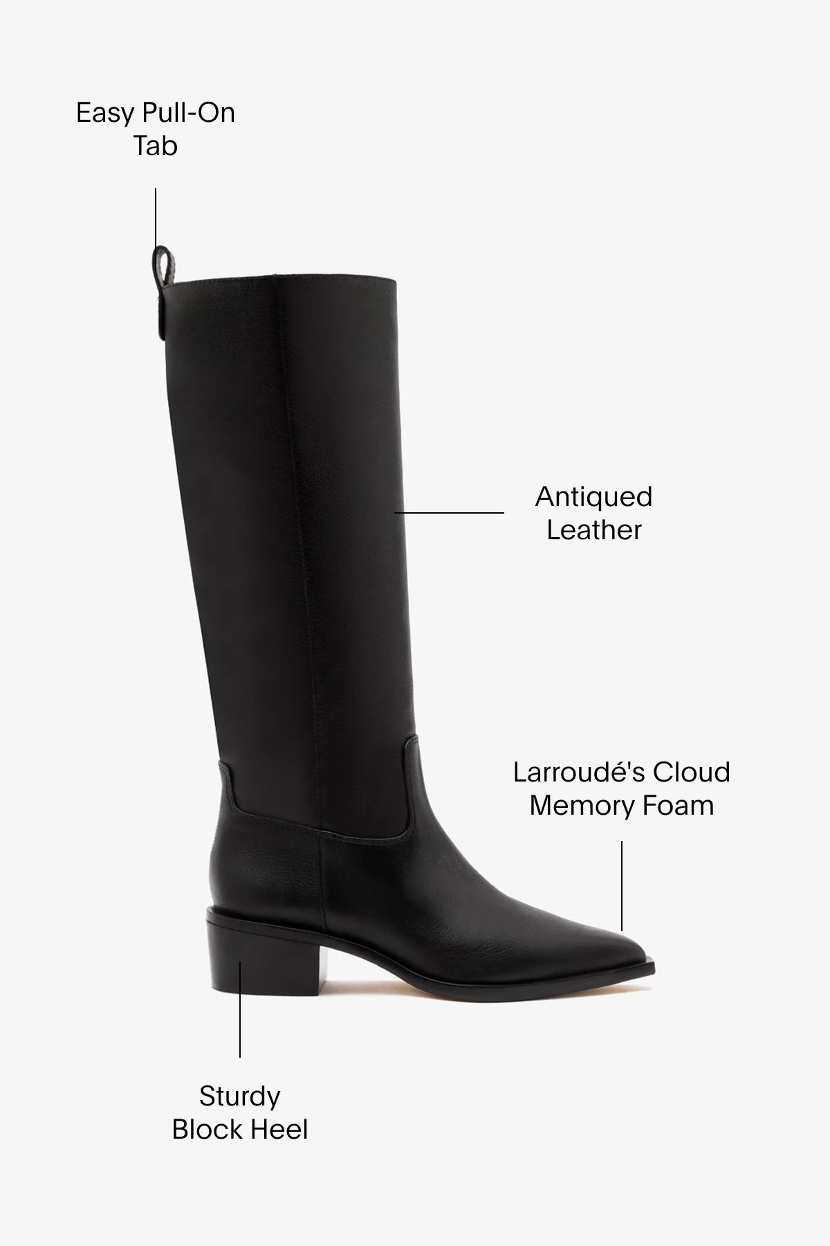 Florencia Boot In Black Leather by Larroudé