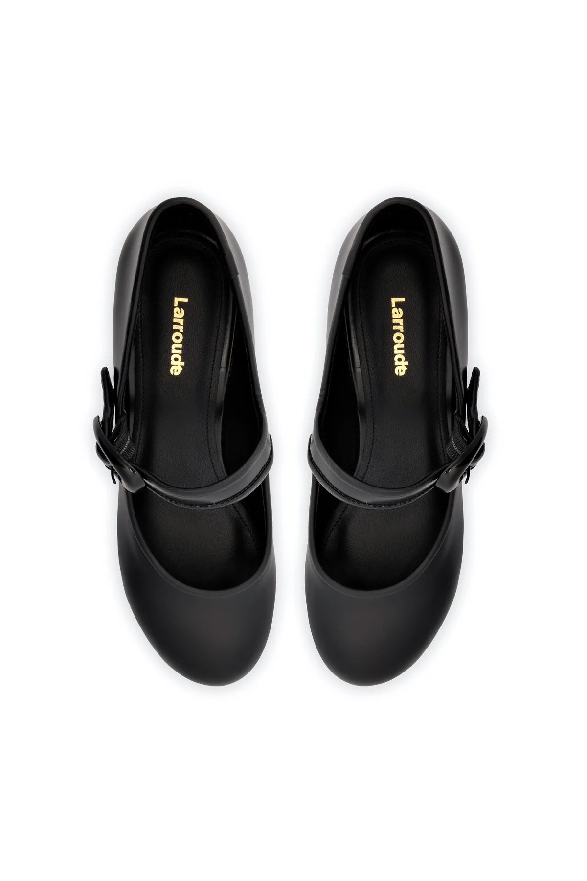 Verona Flatform In Black Box Leather by Larroudé