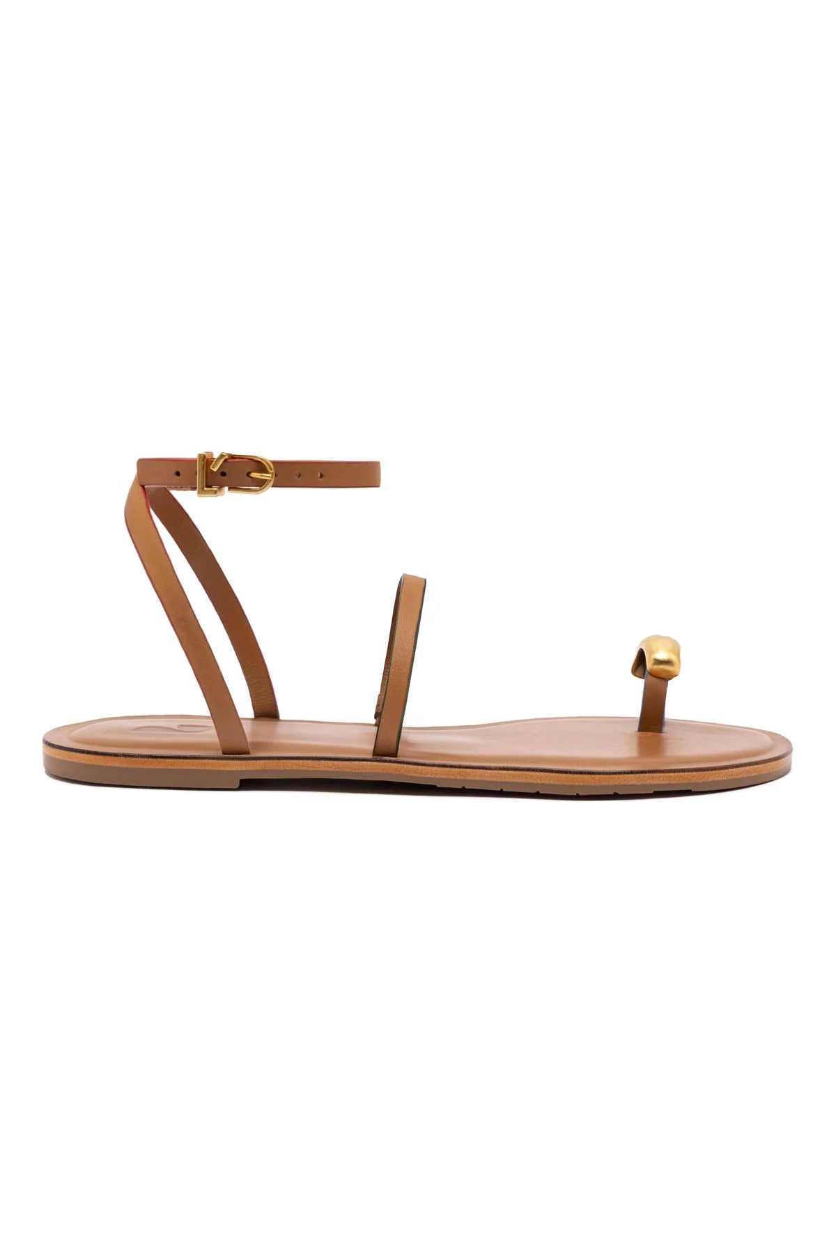Biarritz Flat Sandal In Light Caramel Leather by Larroudé