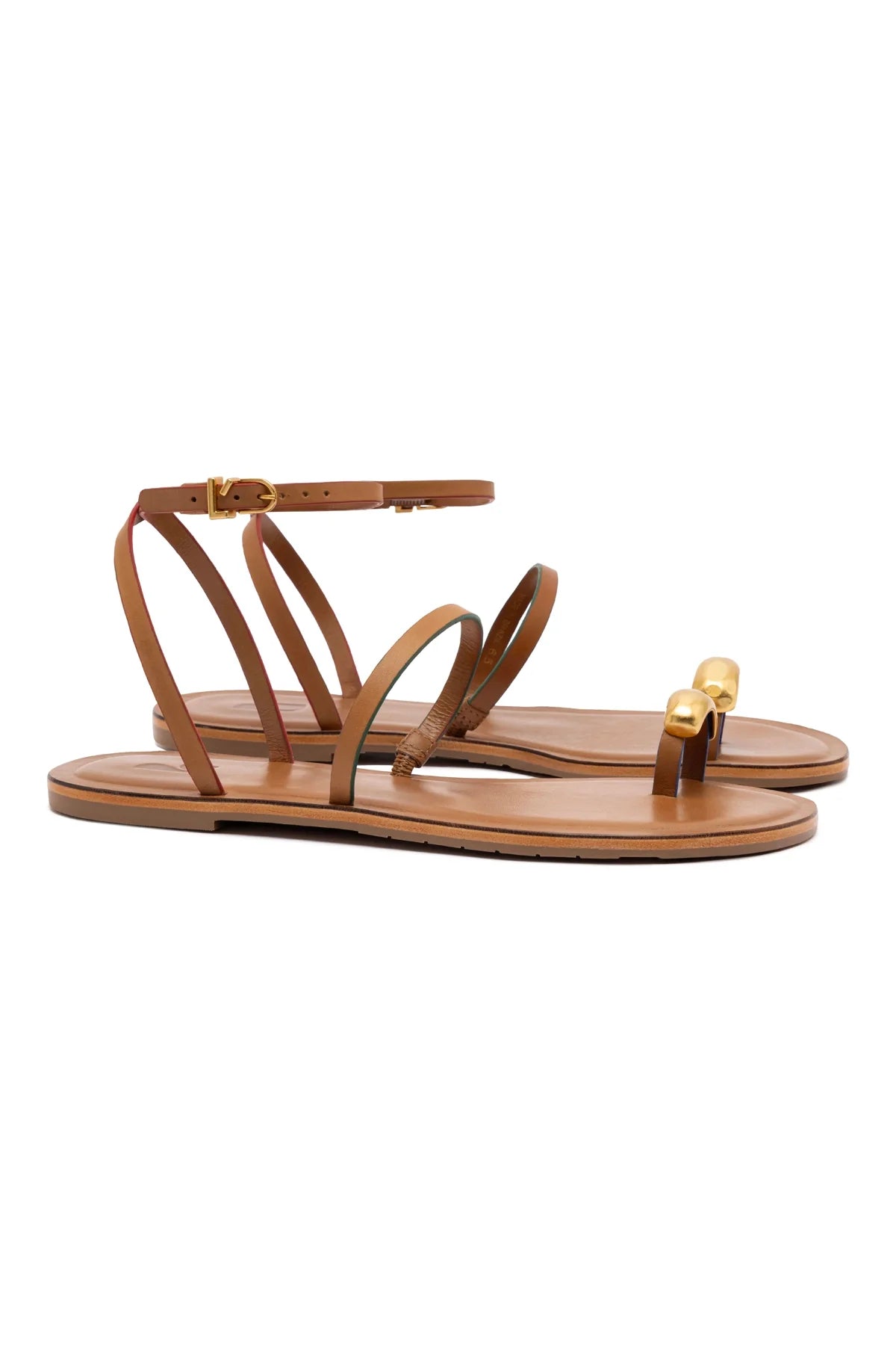 Biarritz Flat Sandal In Light Caramel Leather by Larroudé