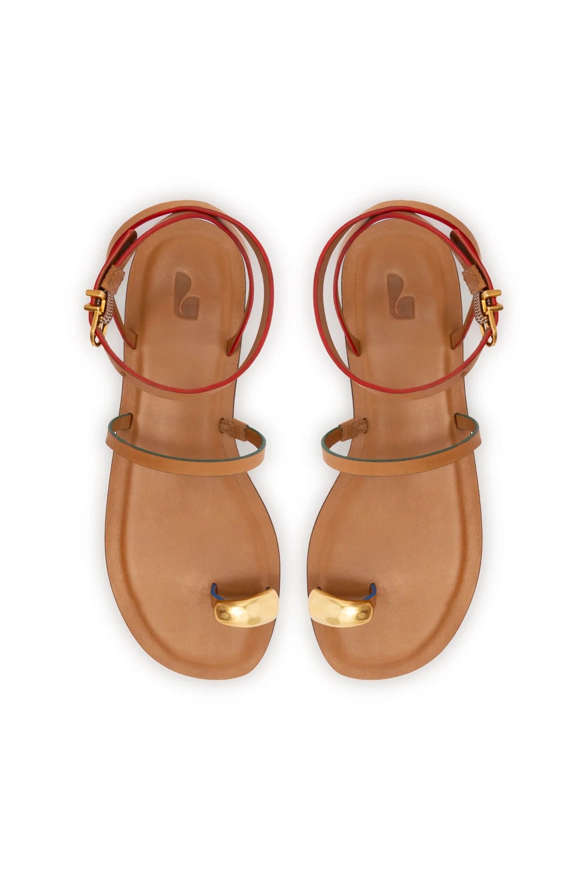Biarritz Flat Sandal In Light Caramel Leather by Larroudé