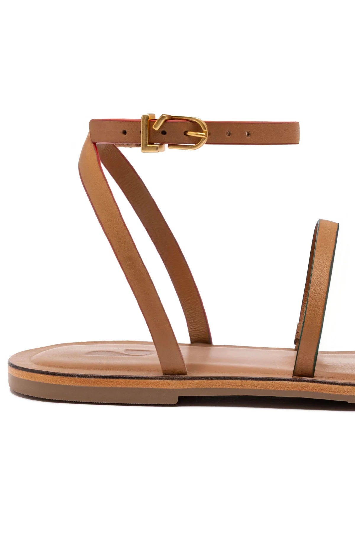 Biarritz Flat Sandal In Light Caramel Leather by Larroudé