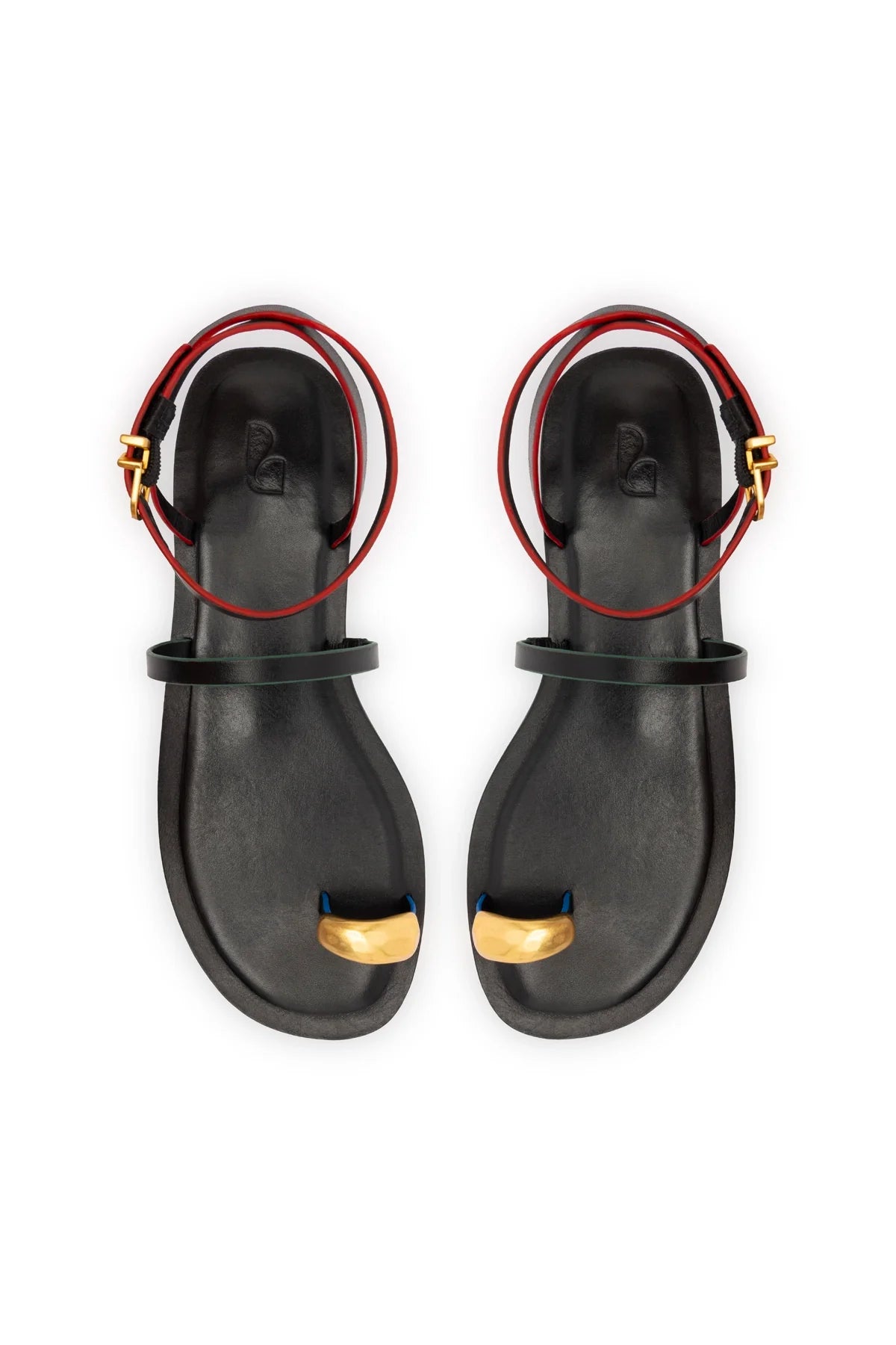 Biarritz Flat Sandal In Black Leather by Larroudé