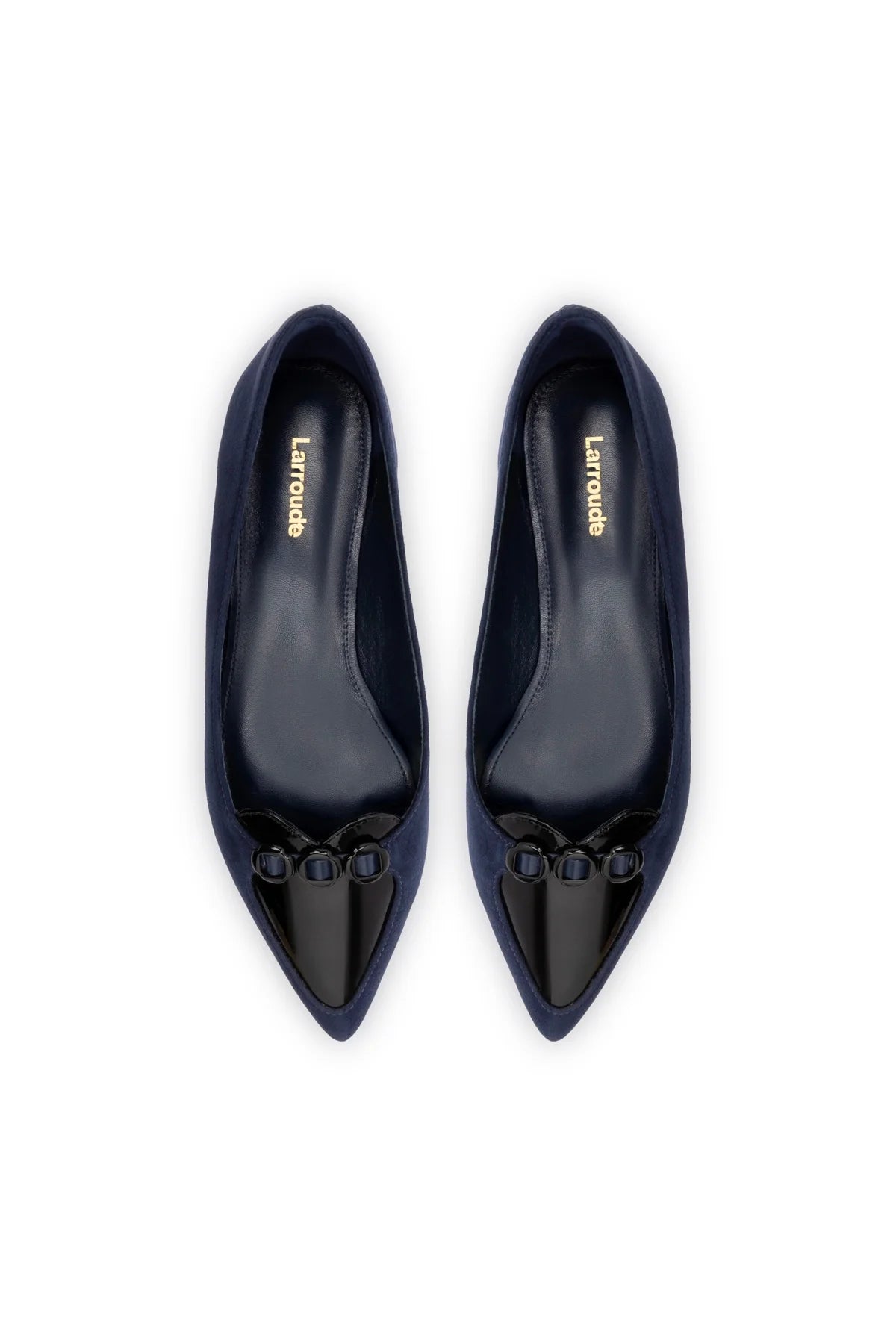 Audrey Flat In Navy Suede by Larroudé