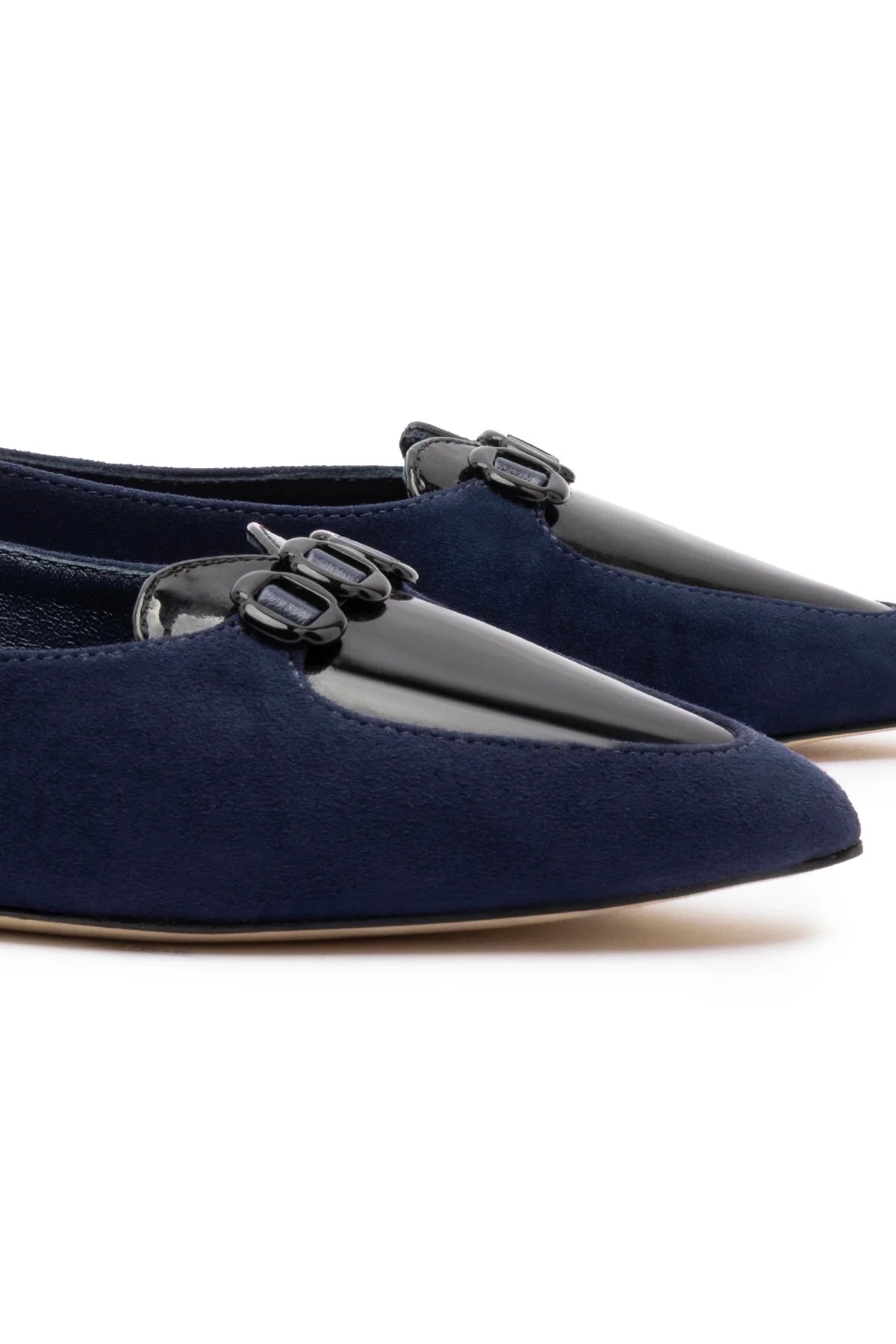 Audrey Flat In Navy Suede by Larroudé