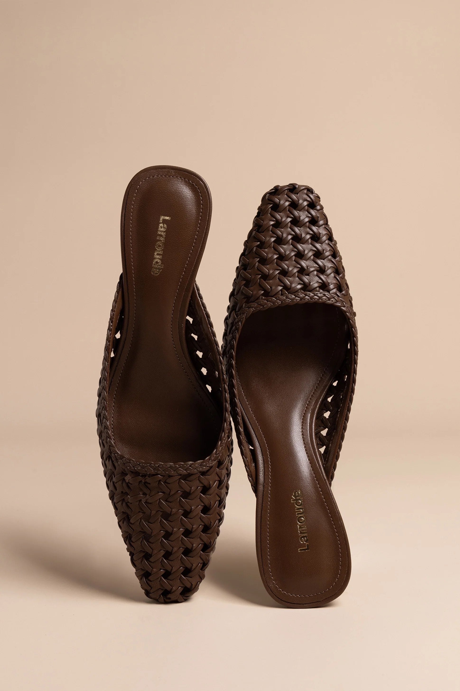 Amal Macrame Mule In Burnt Umber Leather by Larroudé