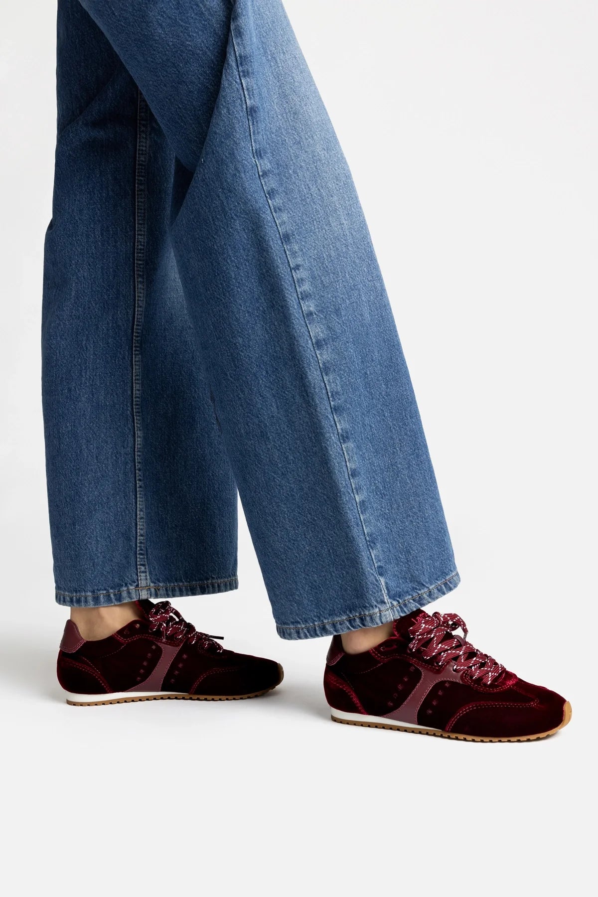 Stella Sneaker In Wine Velvet by Larroudé