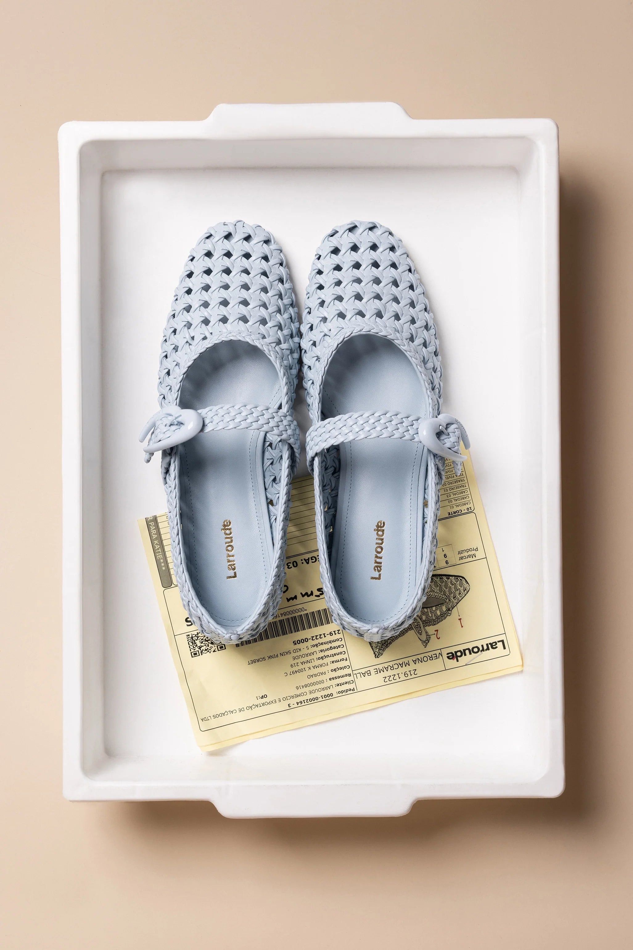 Verona Macrame Ballet Flat In Maya Leather by Larroudé
