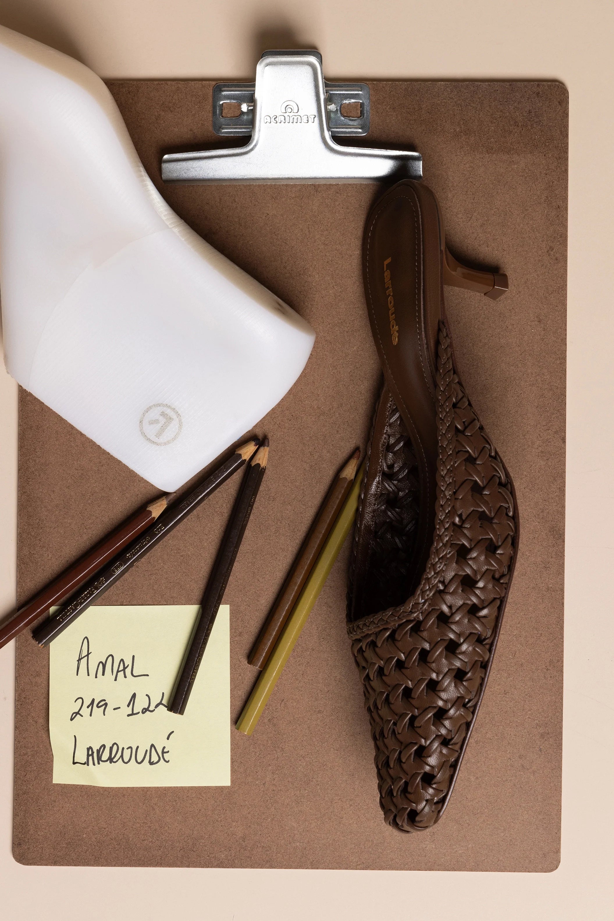 Amal Macrame Mule In Burnt Umber Leather by Larroudé