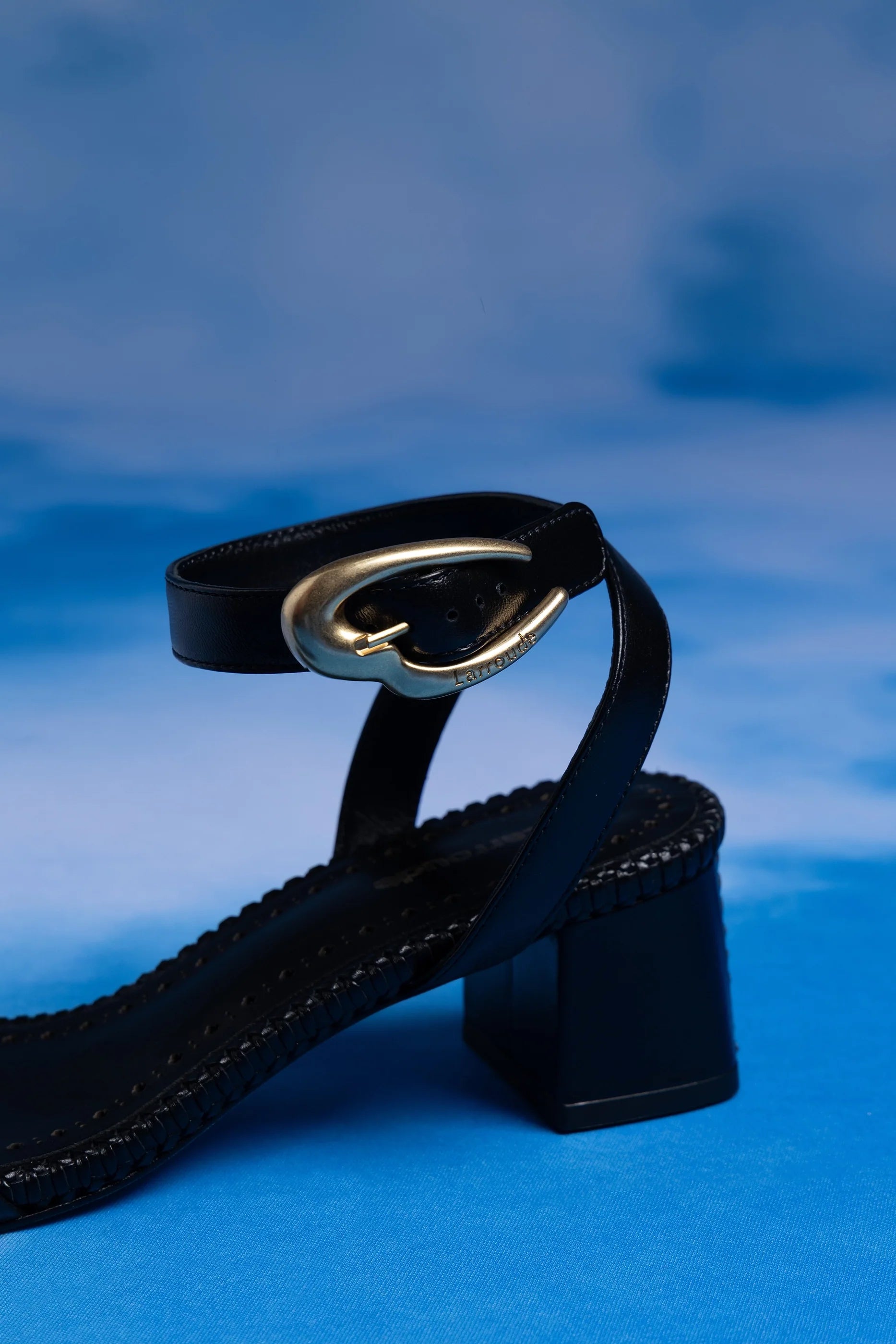 Verona Block Sandal In Black Leather by Larroudé