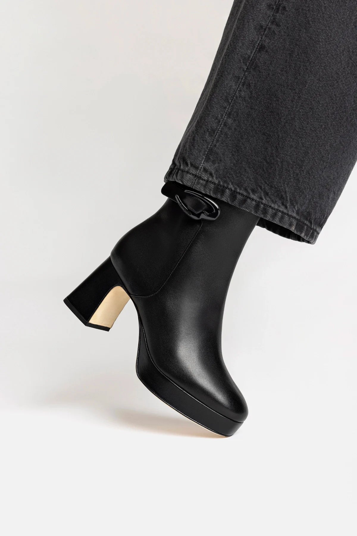 Dolly Verona Low Boot In Black Leather by Larroudé