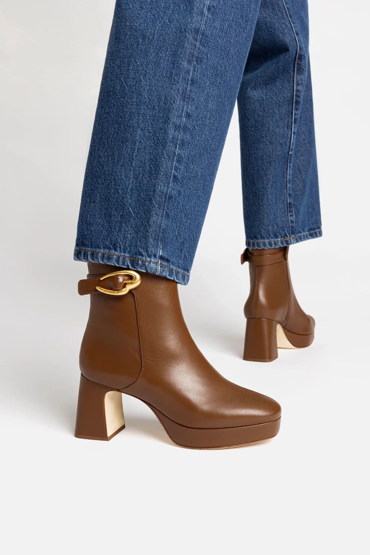 Dolly Verona Low Boot In Burnt Umber Leather by Larroudé