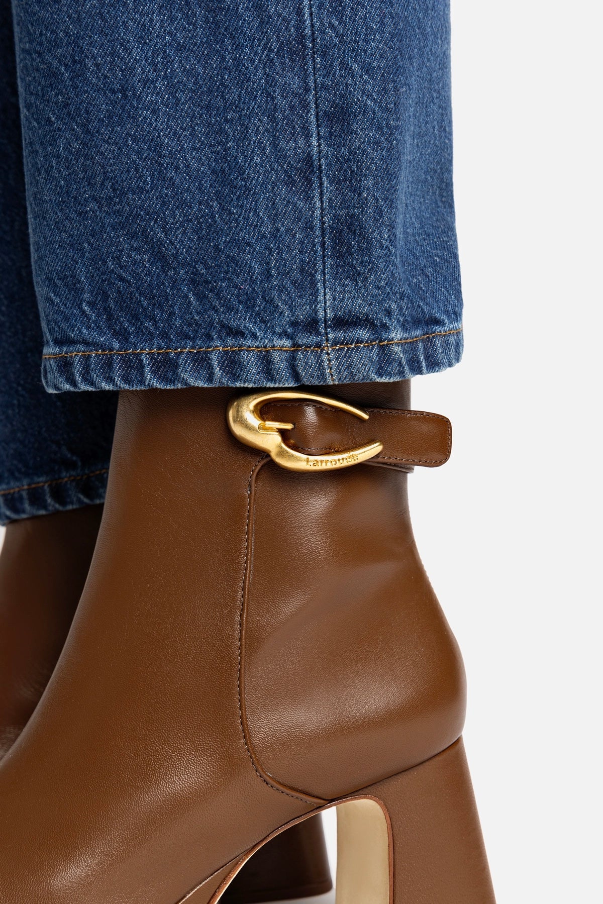 Dolly Verona Low Boot In Burnt Umber Leather by Larroudé